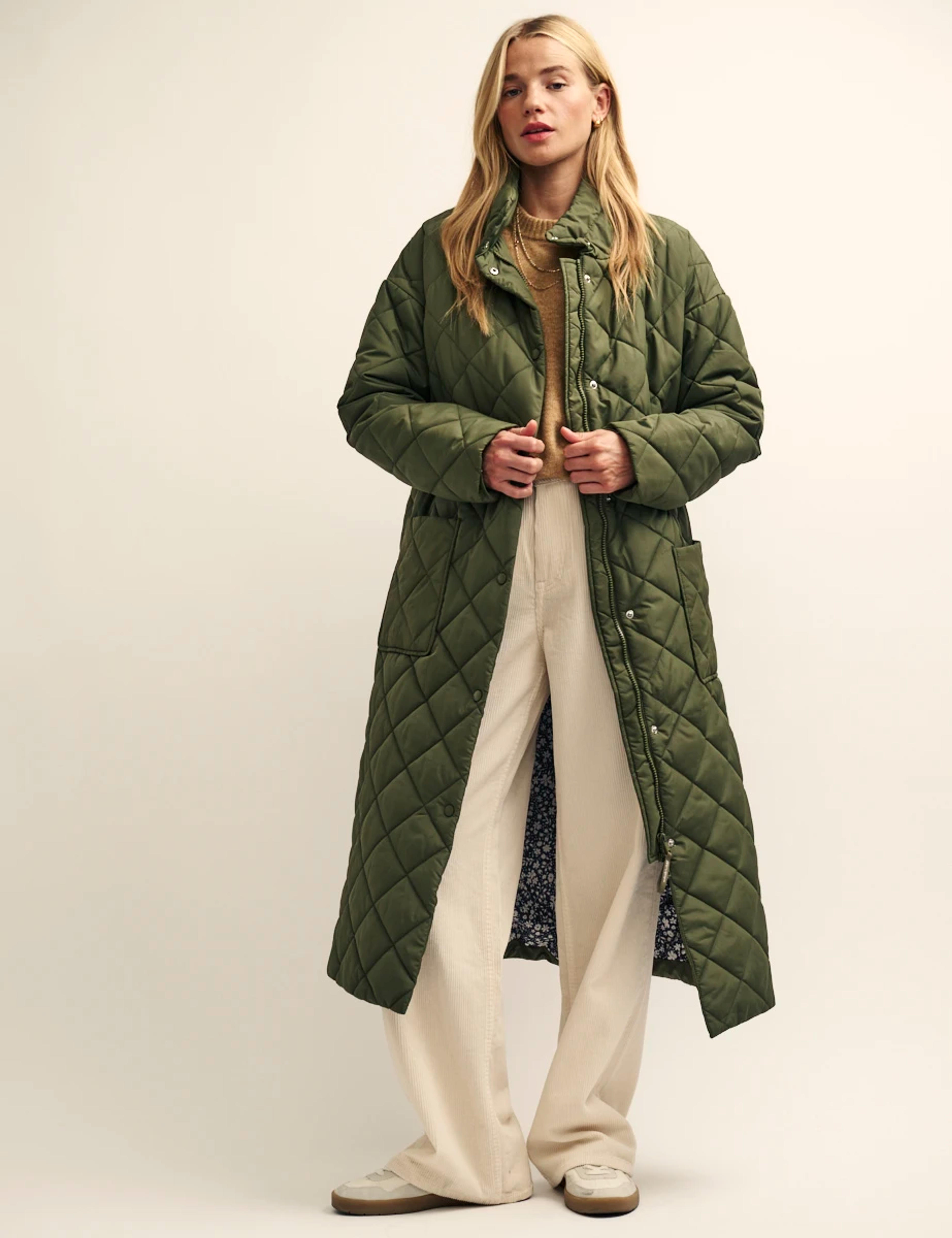 Khaki Green Quilted Coat | Nobody's Child