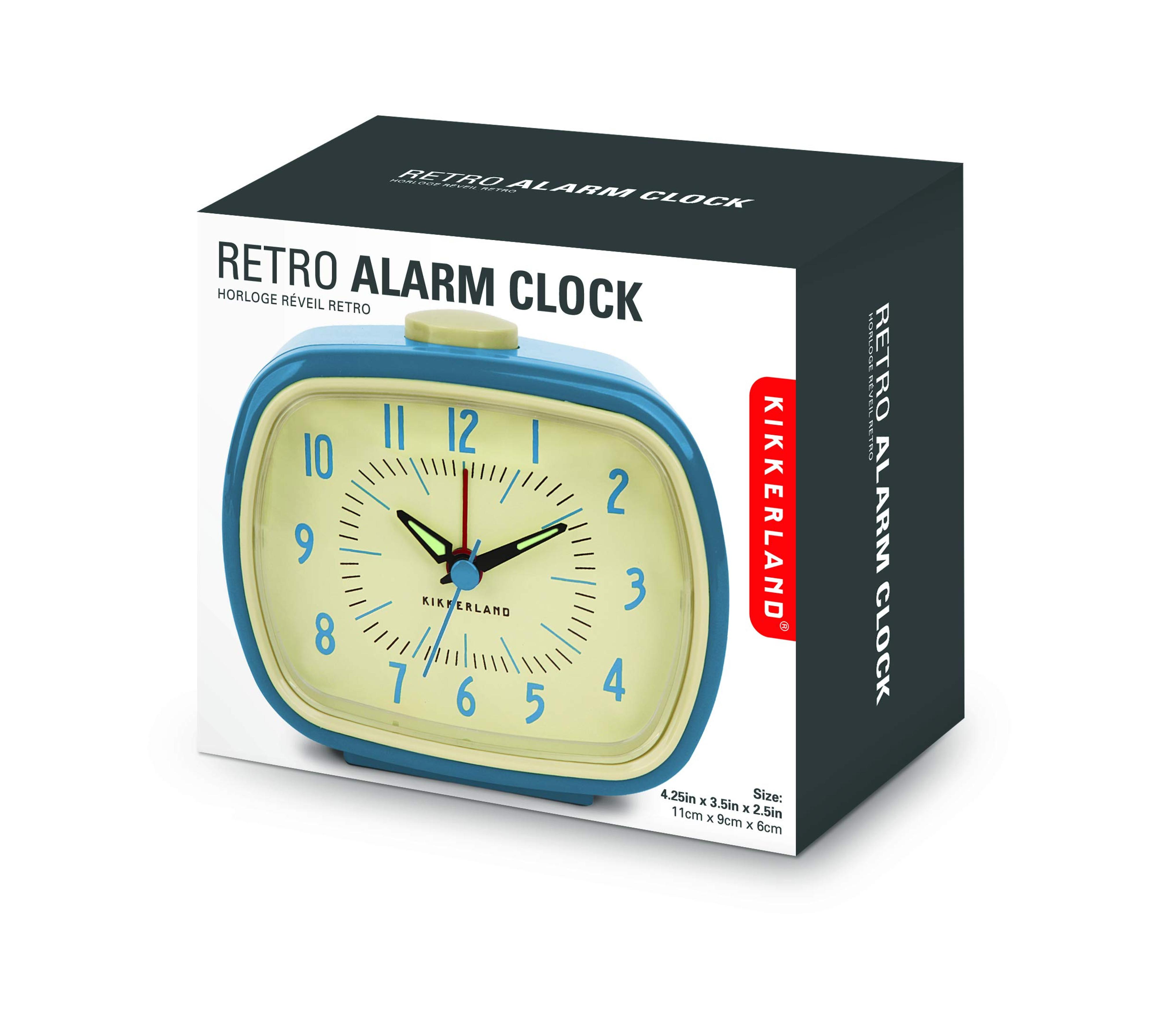 Kikkerland Retro Alarm Clock, Blue