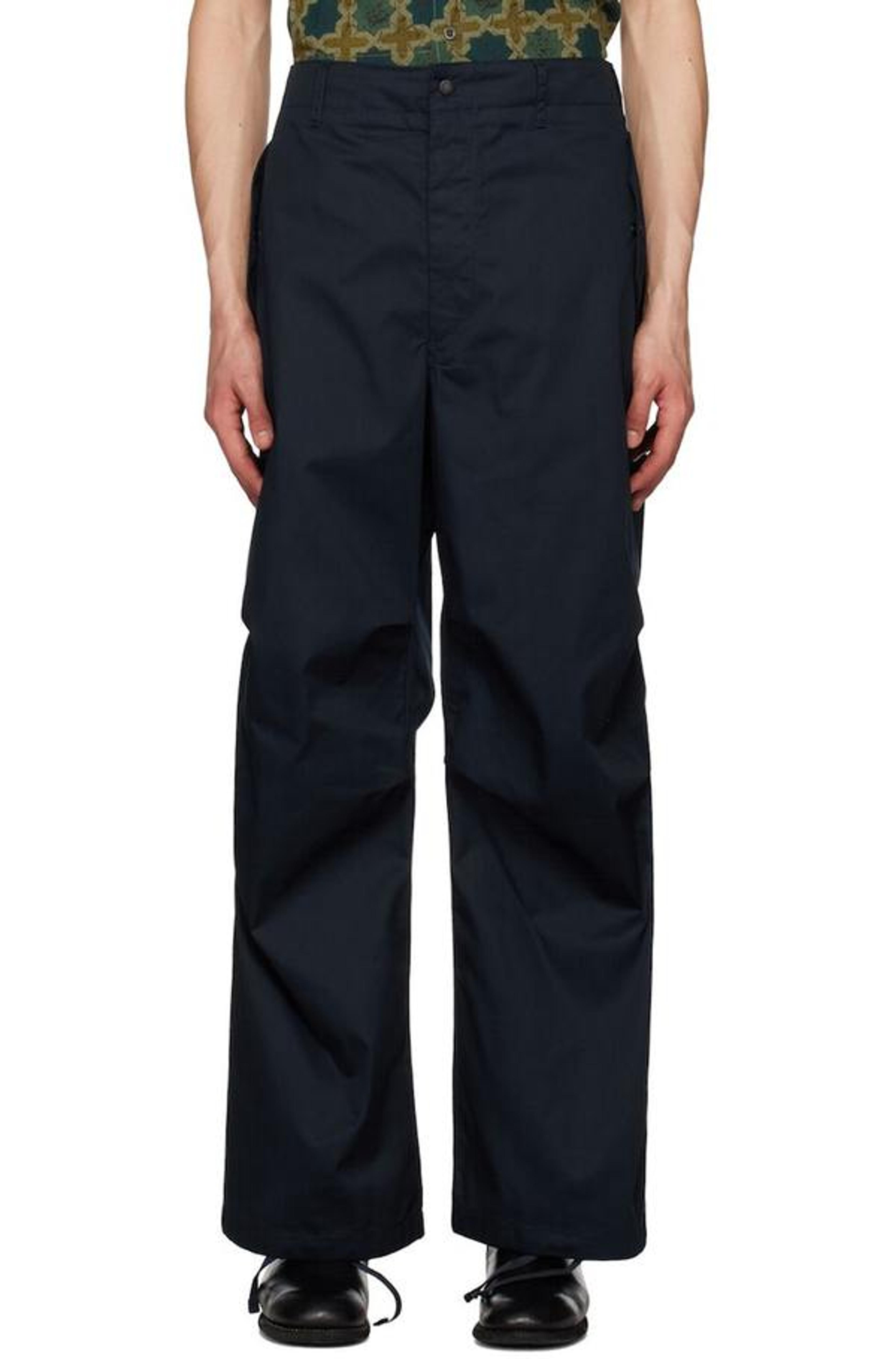 Engineered Garments Pleated Trousers - Dark Navy Feather | Garmentory