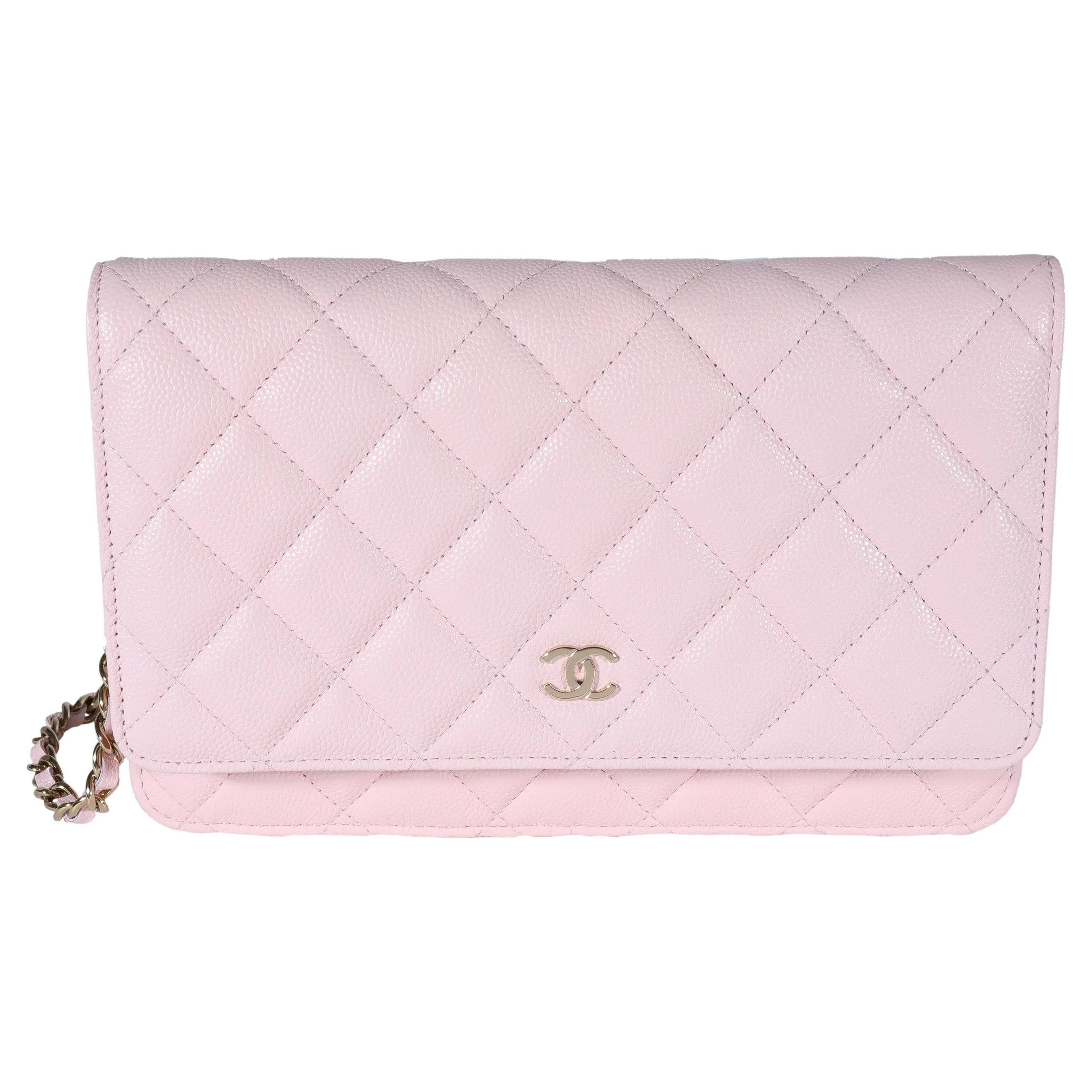 Chanel Crossbody Bag / Messenger Bag - Pale Quilted Caviar Wallet On Chain