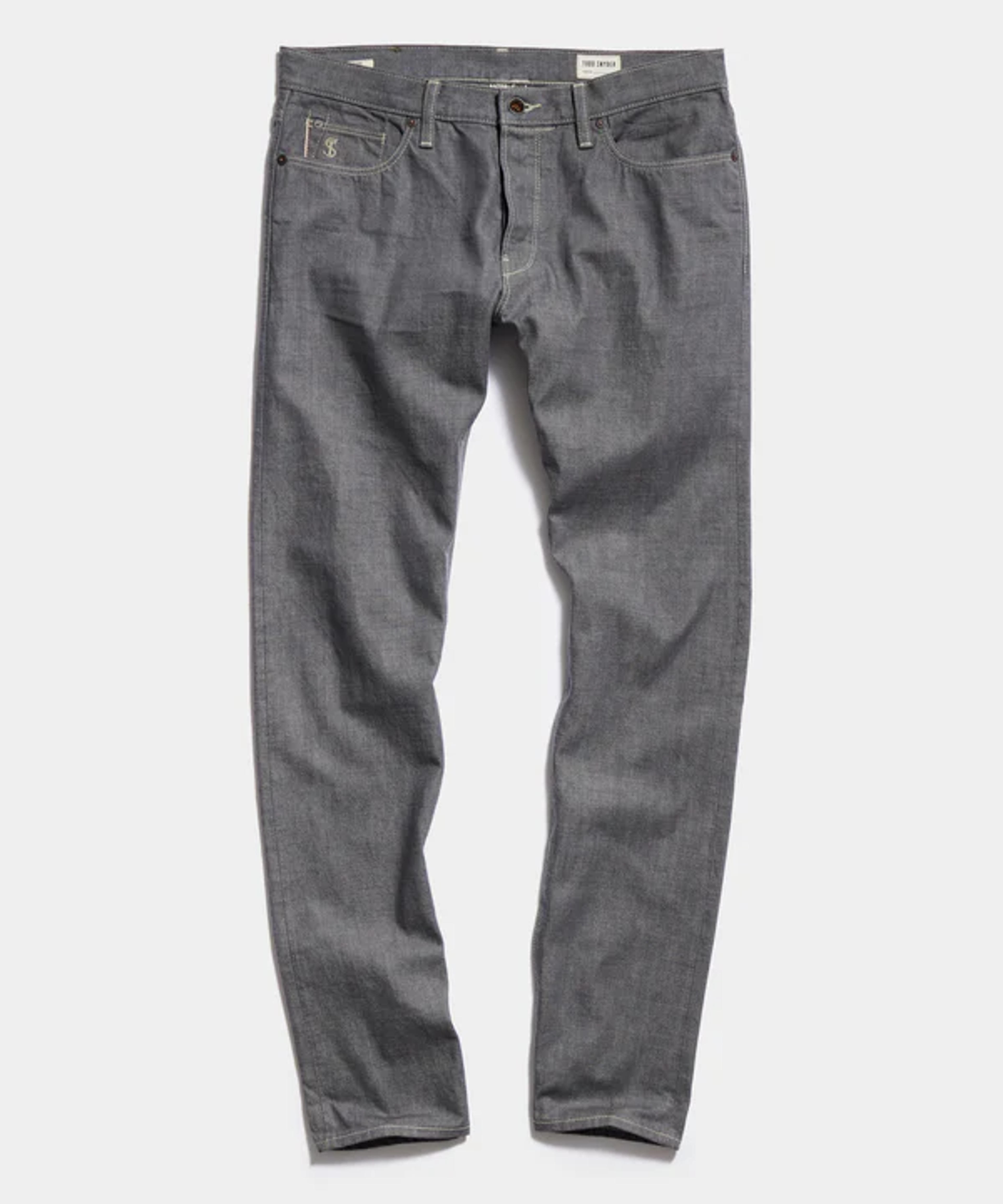 Slim Fit Lightweight Japanese Selvedge Denim in Light Charcoal