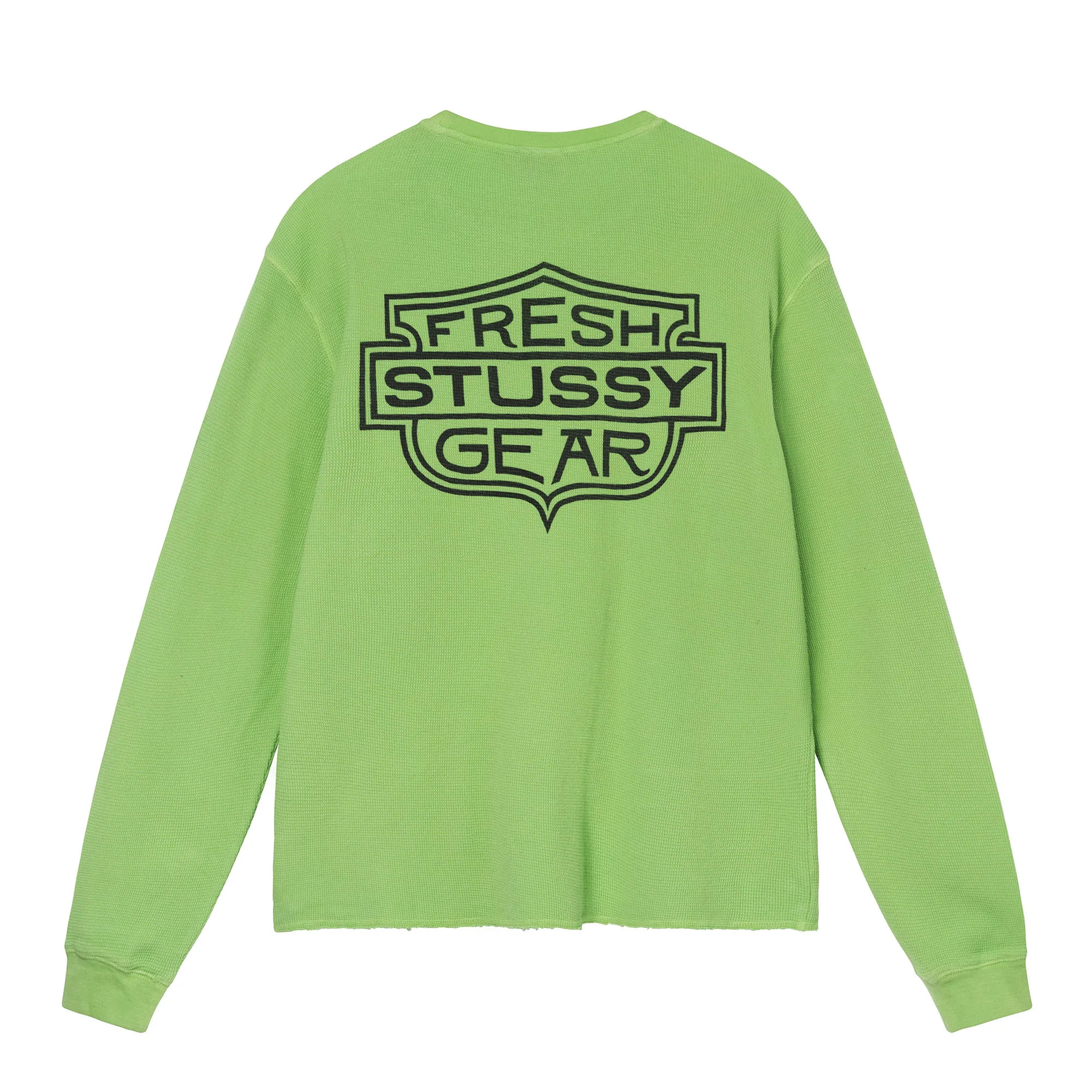 LIGHT WAFFLE KNIT LS CREW - Lime / L