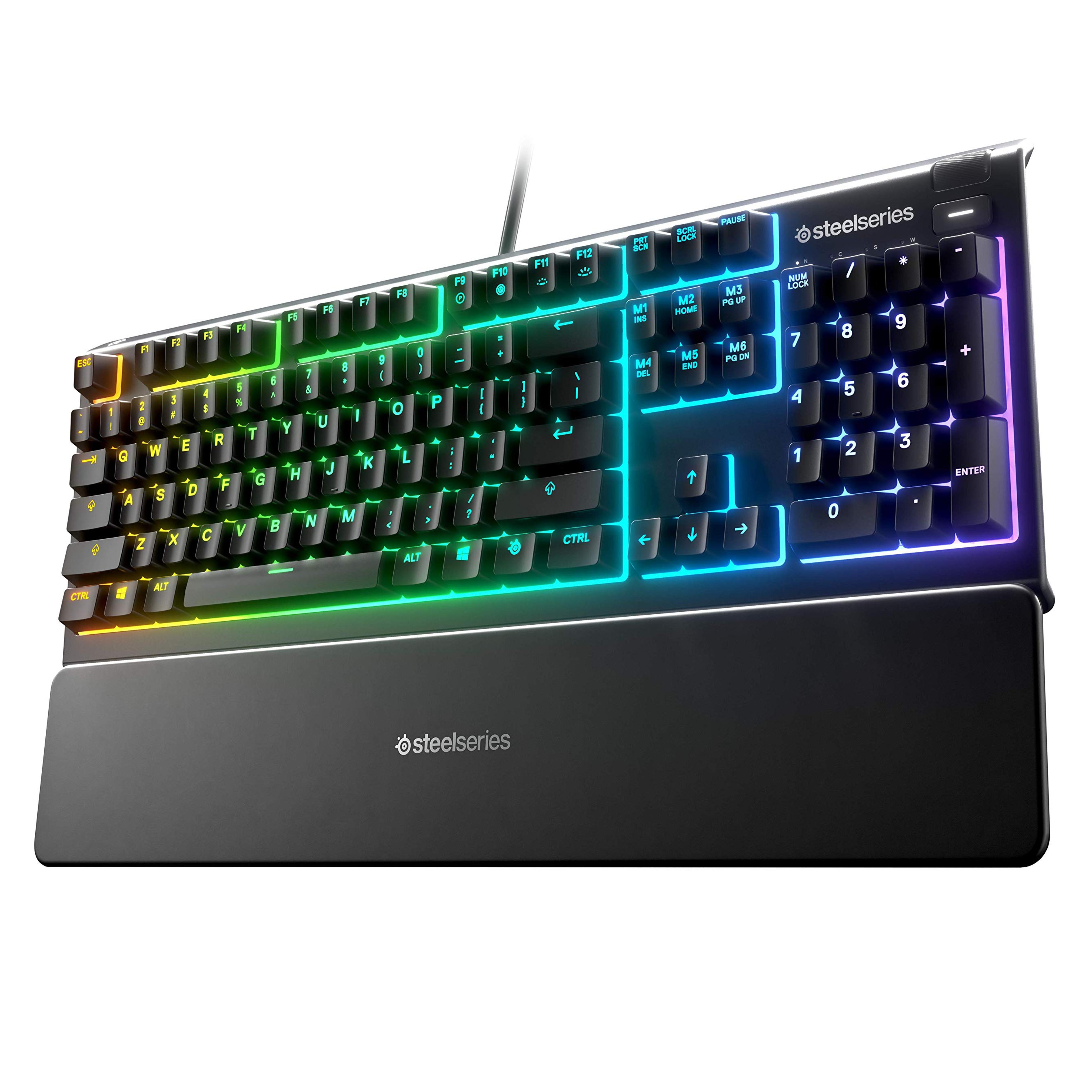 Amazon.com: SteelSeries Apex 3 RGB Gaming Keyboard – 10-Zone RGB Illumination – IP32 Water Resistant – Premium Magnetic Wrist Rest (Whisper Quiet Gaming Switch) : Video Games