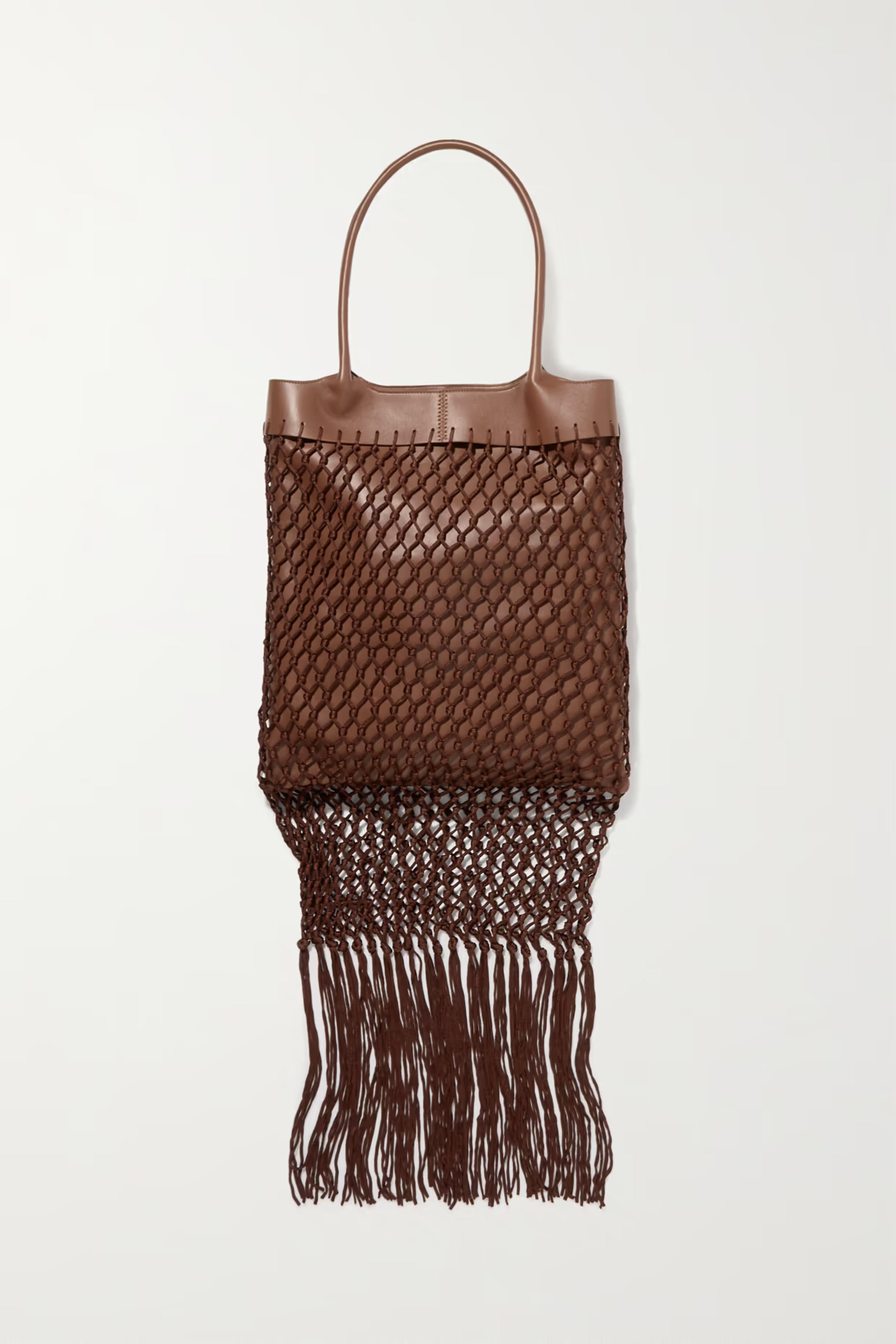 GABRIELA HEARST - Rainer fringed macramé silk and leather tote