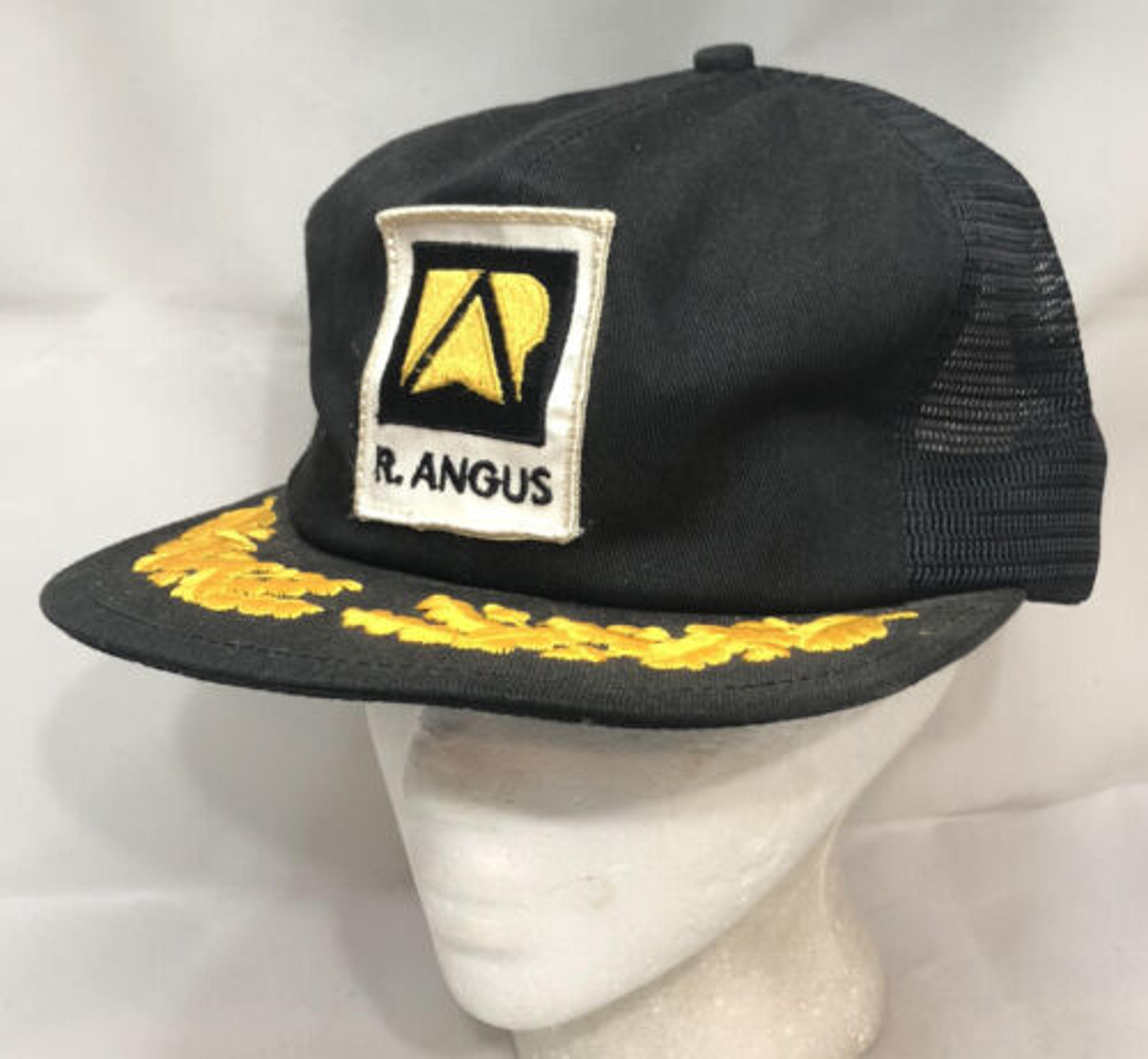 Vtg R. Angus Mesh Trucker Hat Snapback Patch CAT Dealer Logo K Brand Cap Farmer | eBay