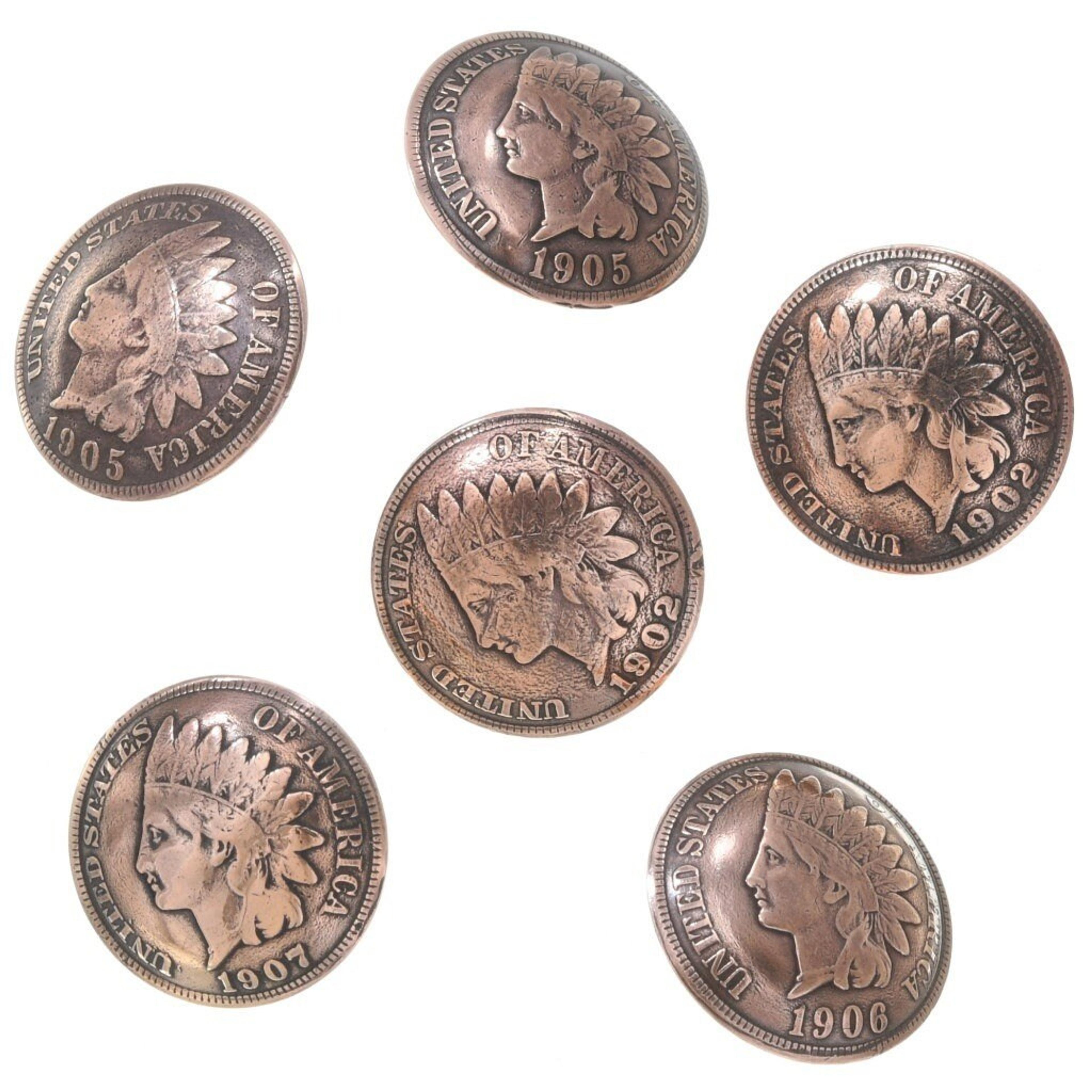 Genuine Indian Head Penny Buttons Real US Coins Set of Six - Etsy