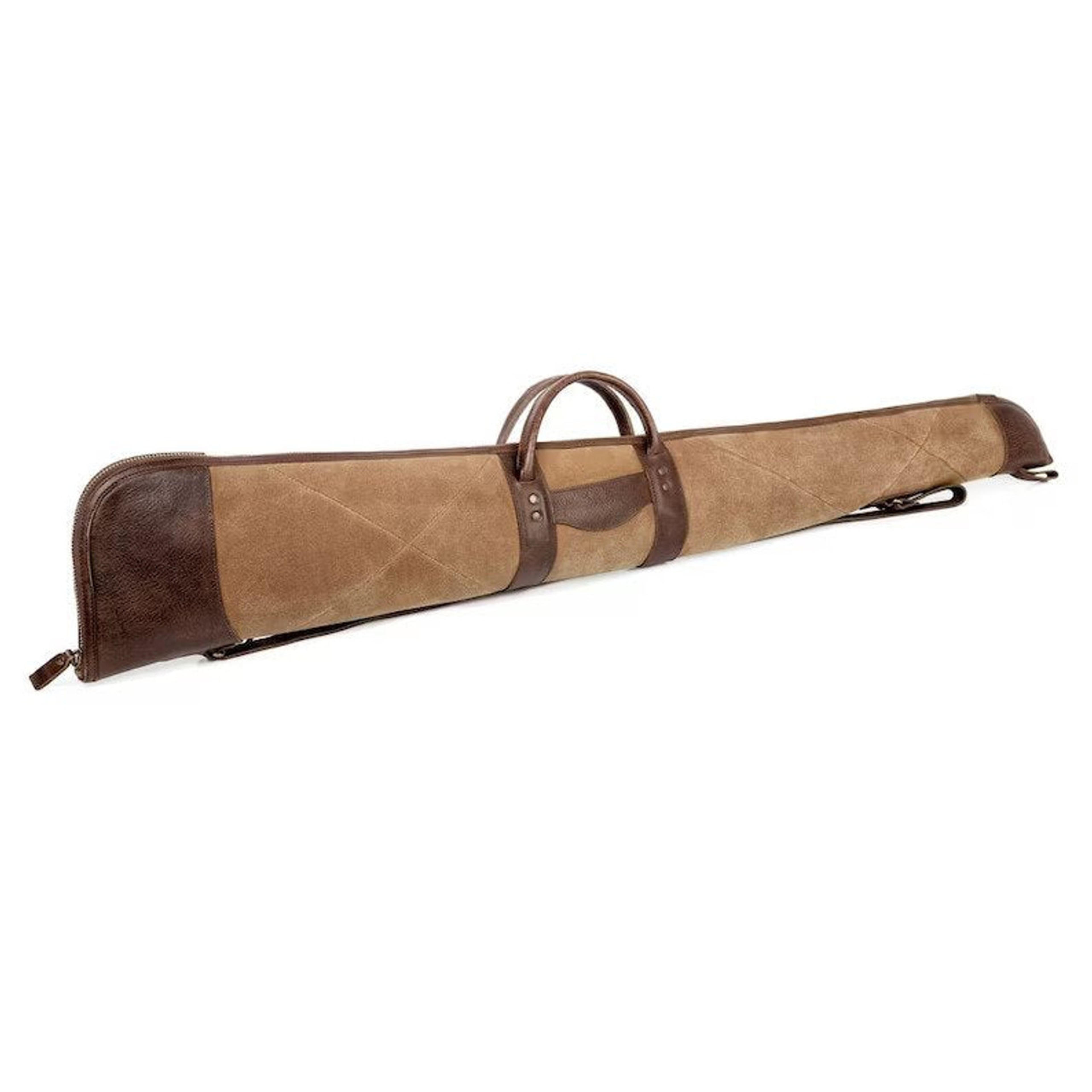 Tan and Brown Waxed Canvas Leather Shotgun Case