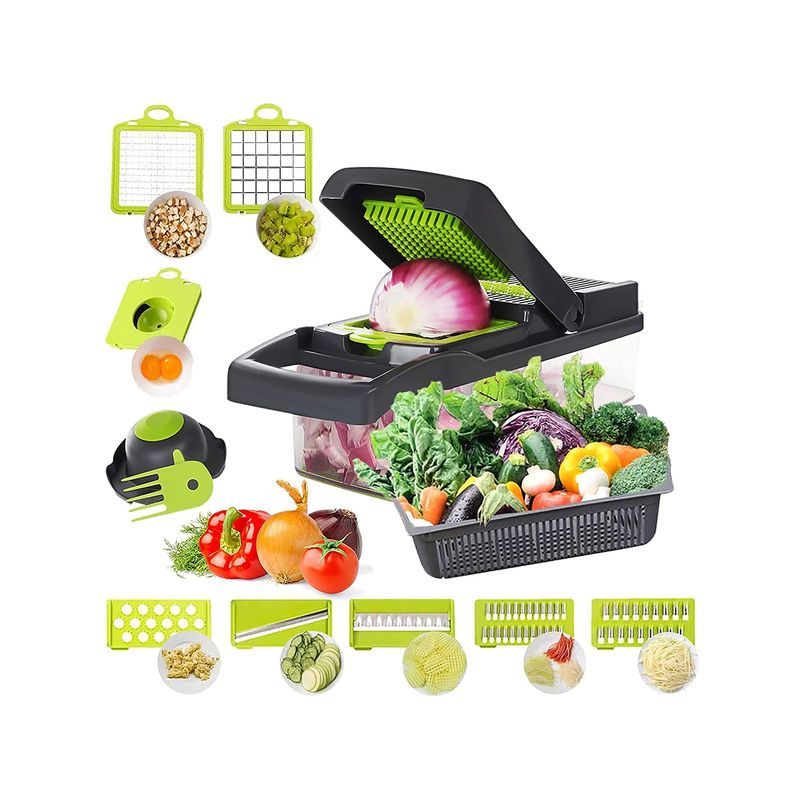 12 in 1 Vegetable Chopper, Multifunctional Mandoline Slicer Dicer Household  Kitchen Manual Julienne Grater Cutter for Onion, Garlic, Carrot, Potato