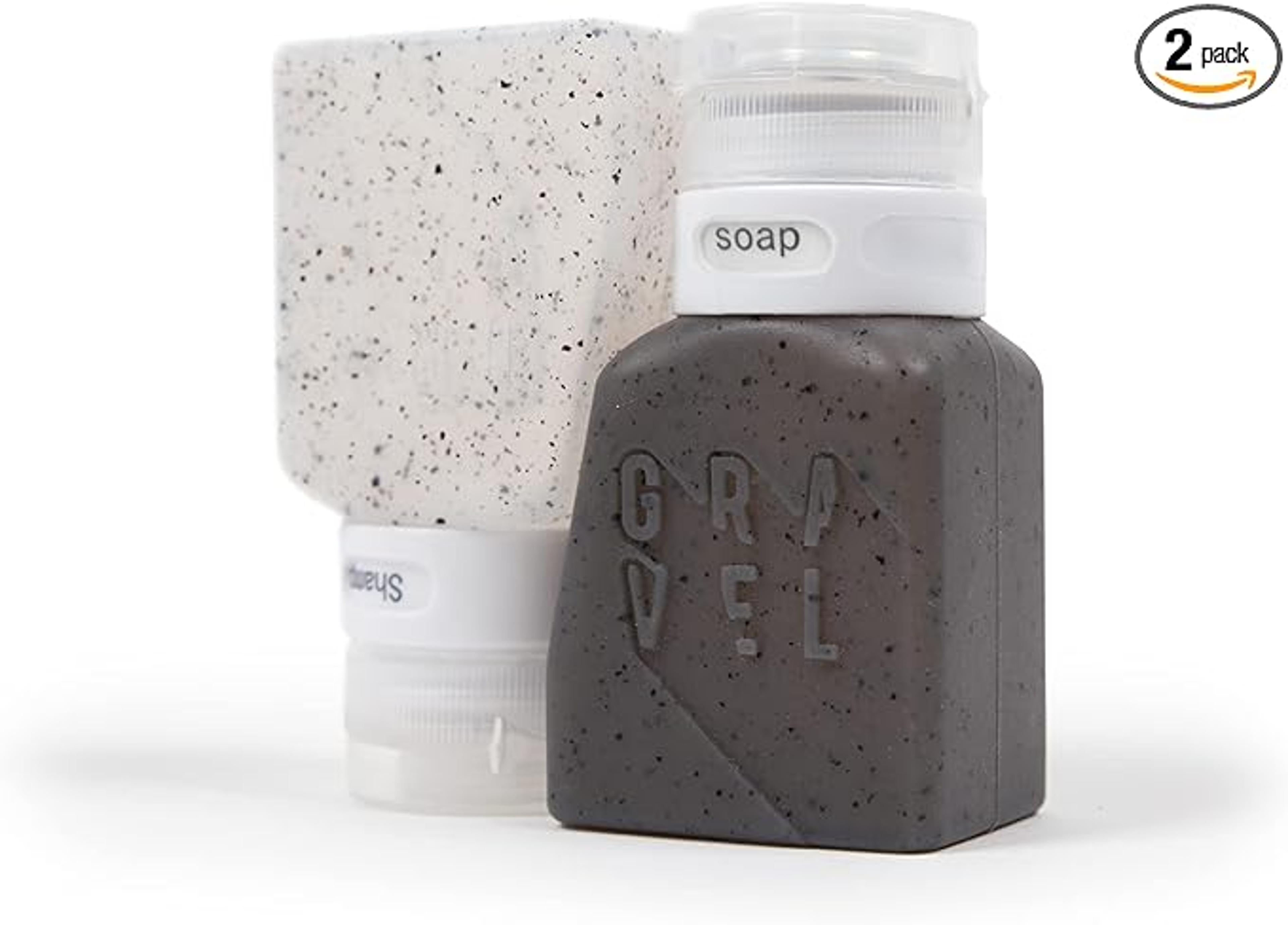 GRAVEL Lot de 2 bouteilles de liquide de voyage en silicone souple anti-fuite approuvées par la TSA 85 ml : Amazon.fr: Beauté et Parfum