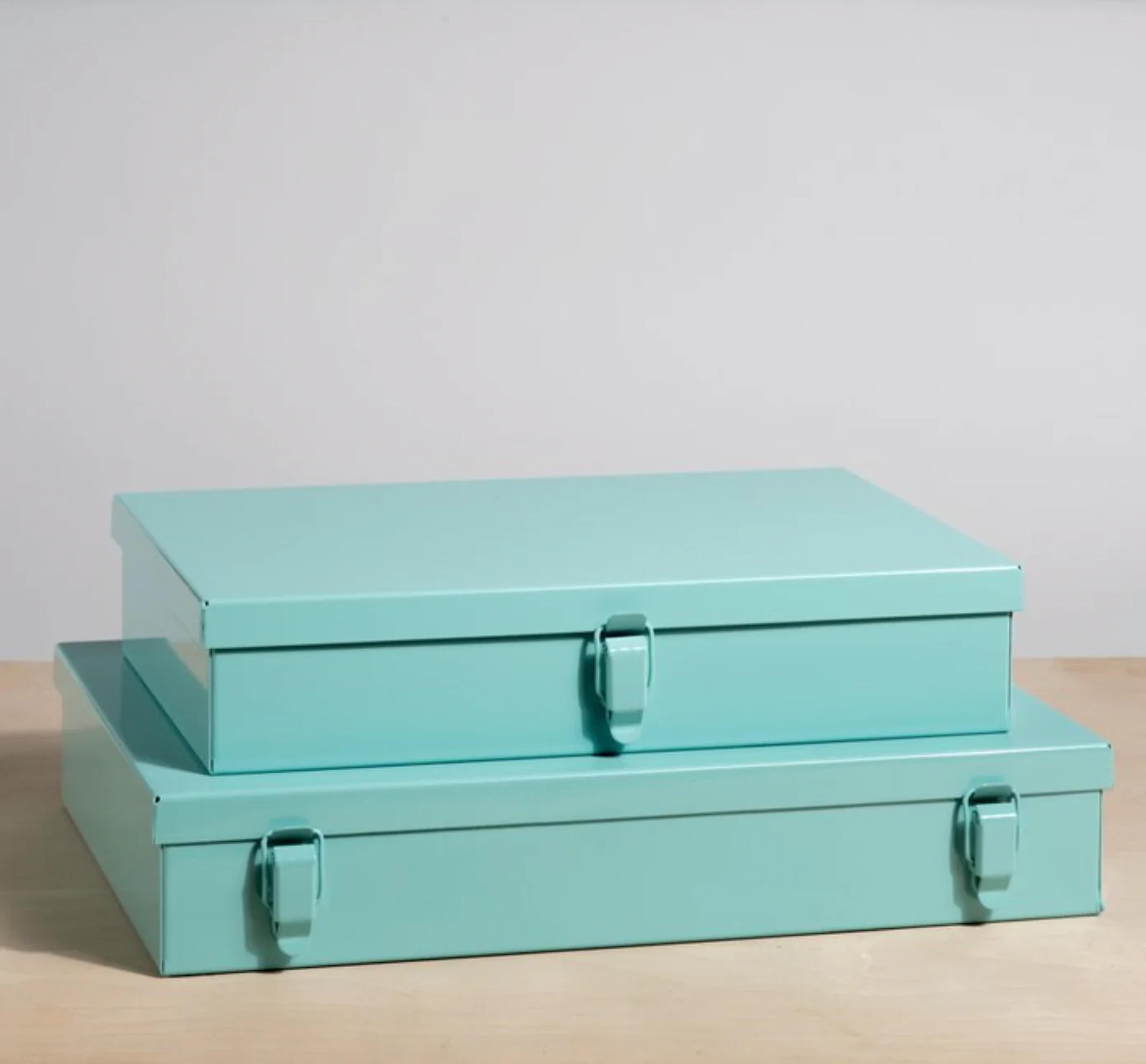 Mint Blue Metal Storage Case - 2 size options