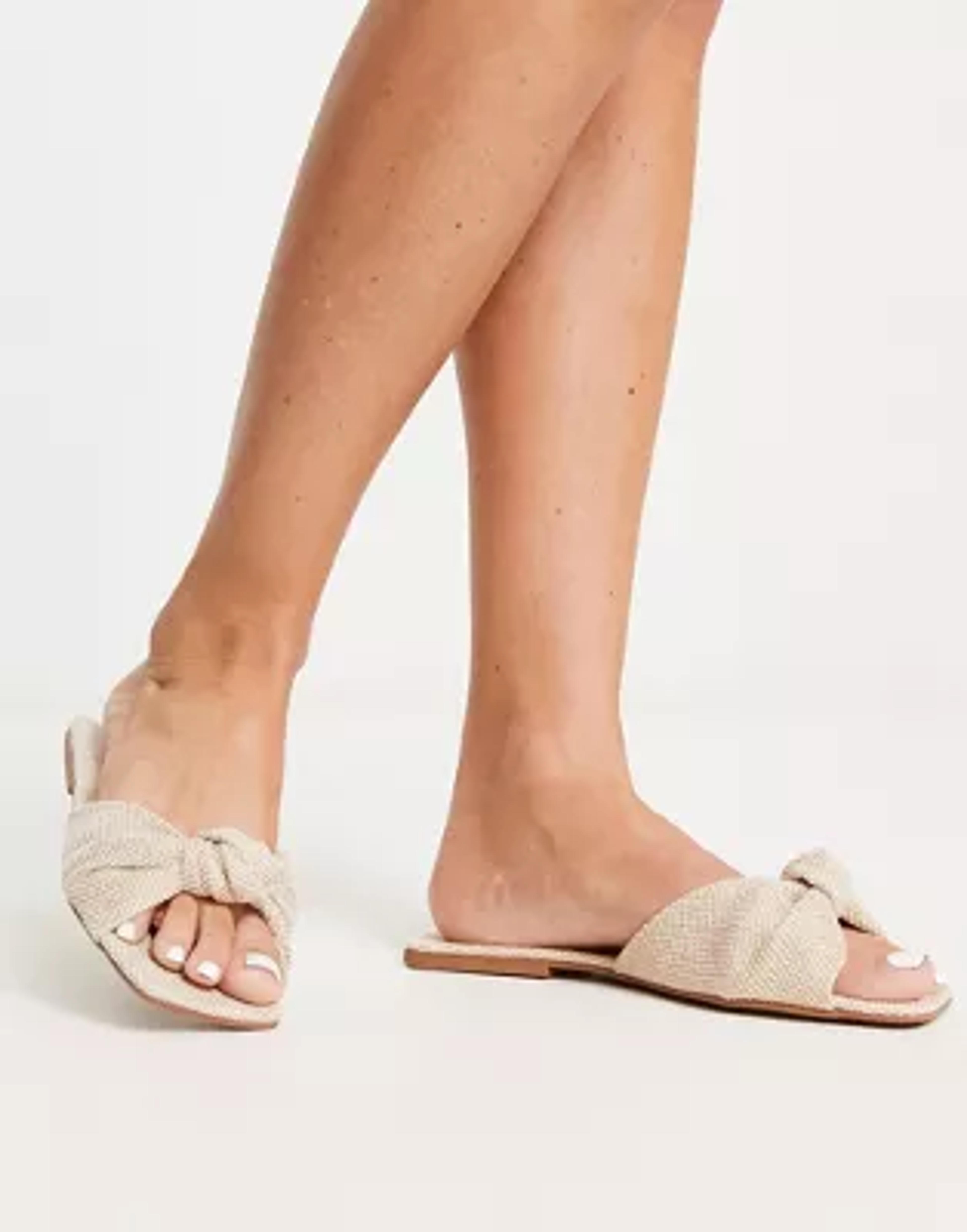 ASOS DESIGN Firefly knot flat sandal in natural | ASOS