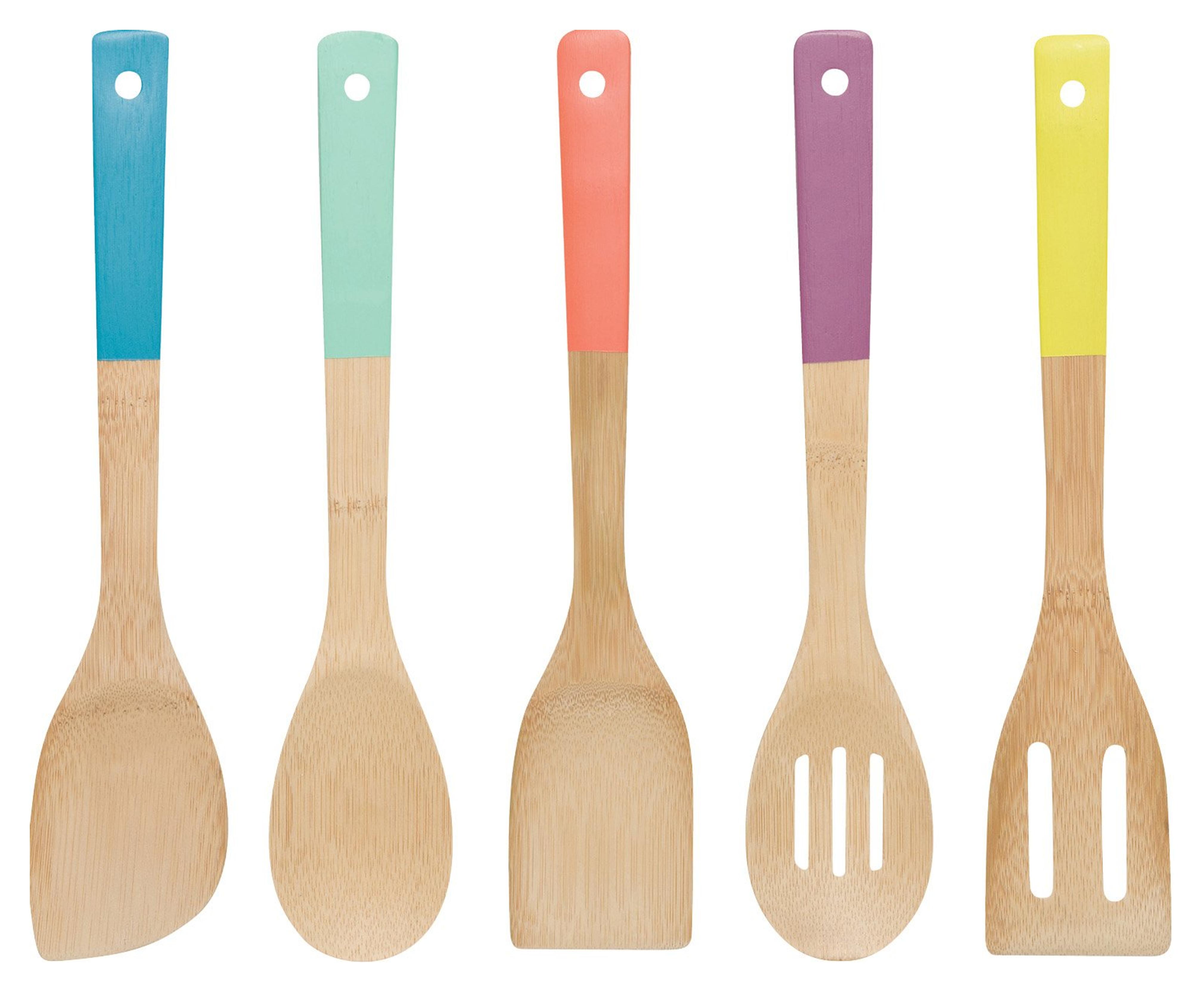 Now Designs Bamboo Utensils, Multi-Color, Set of 5