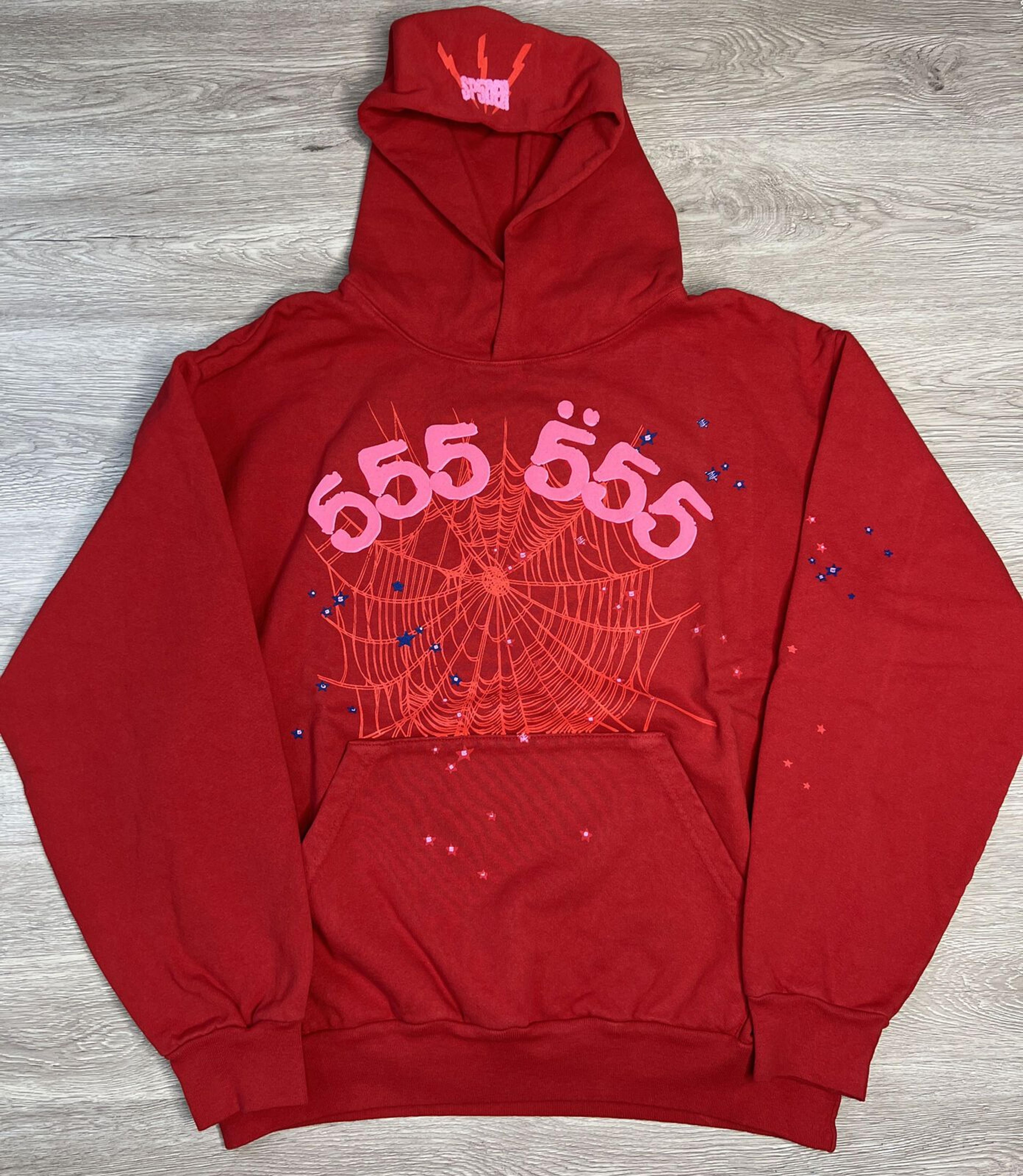 Sp5der Worldwide Pnk Hoodie Red Size Extra Large Authentic