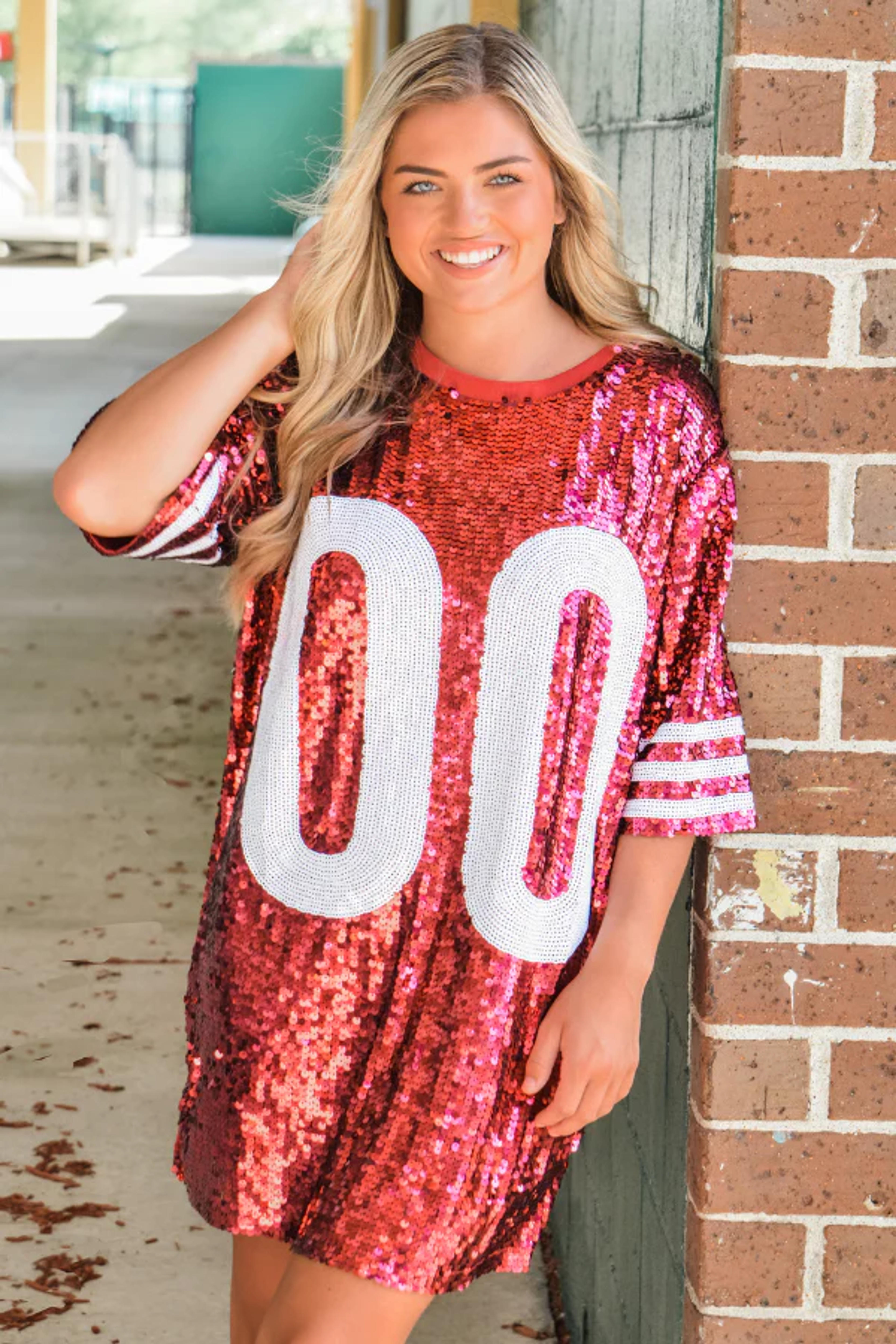 Garnet Sequin Jersey Dress | Garnet Sequin Gameday Dress | Wild Mabel – L. Mae Boutique