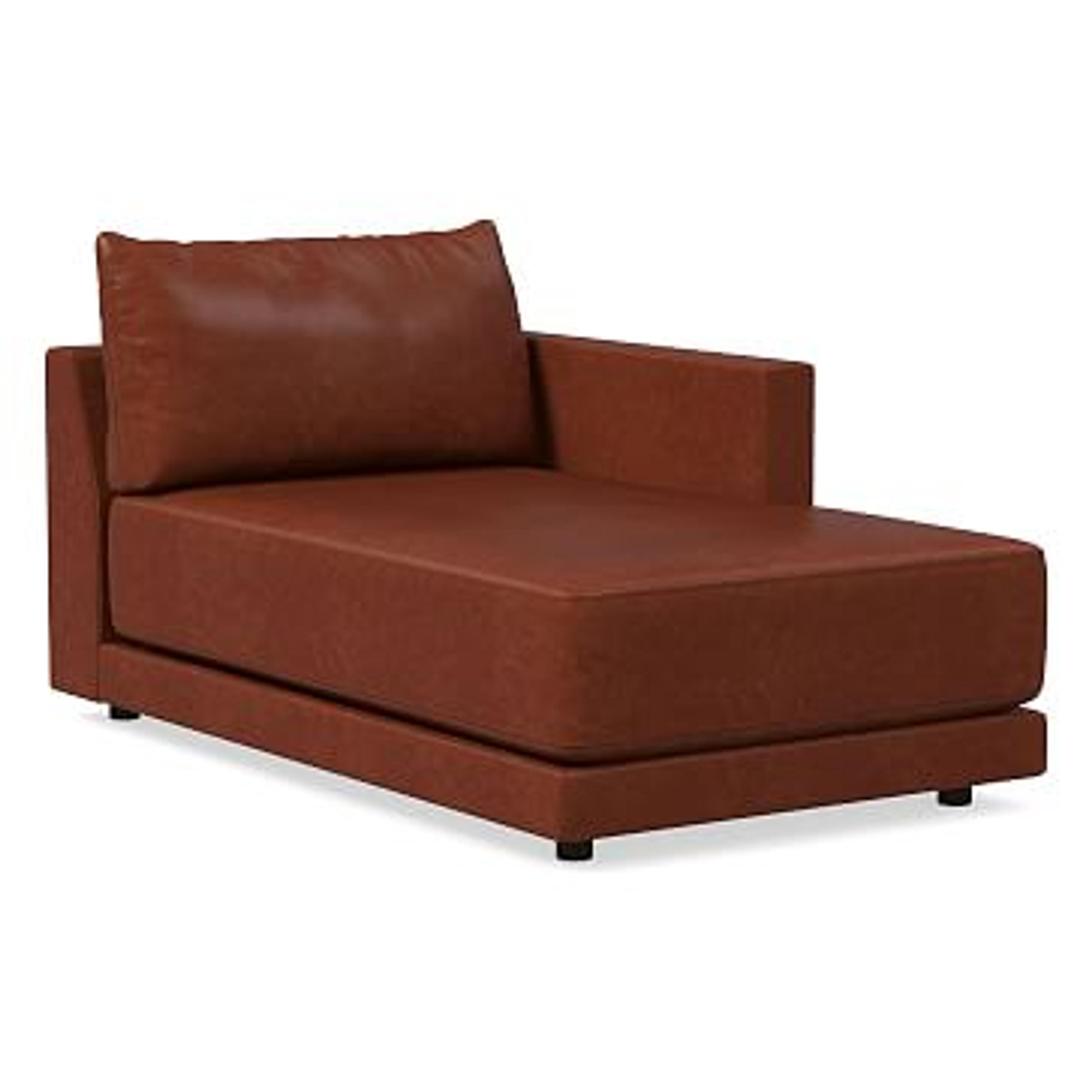 Melbourne RA Chaise, Standard Depth, Saddle Leather, Oxblood, Concealed Support | West Elm