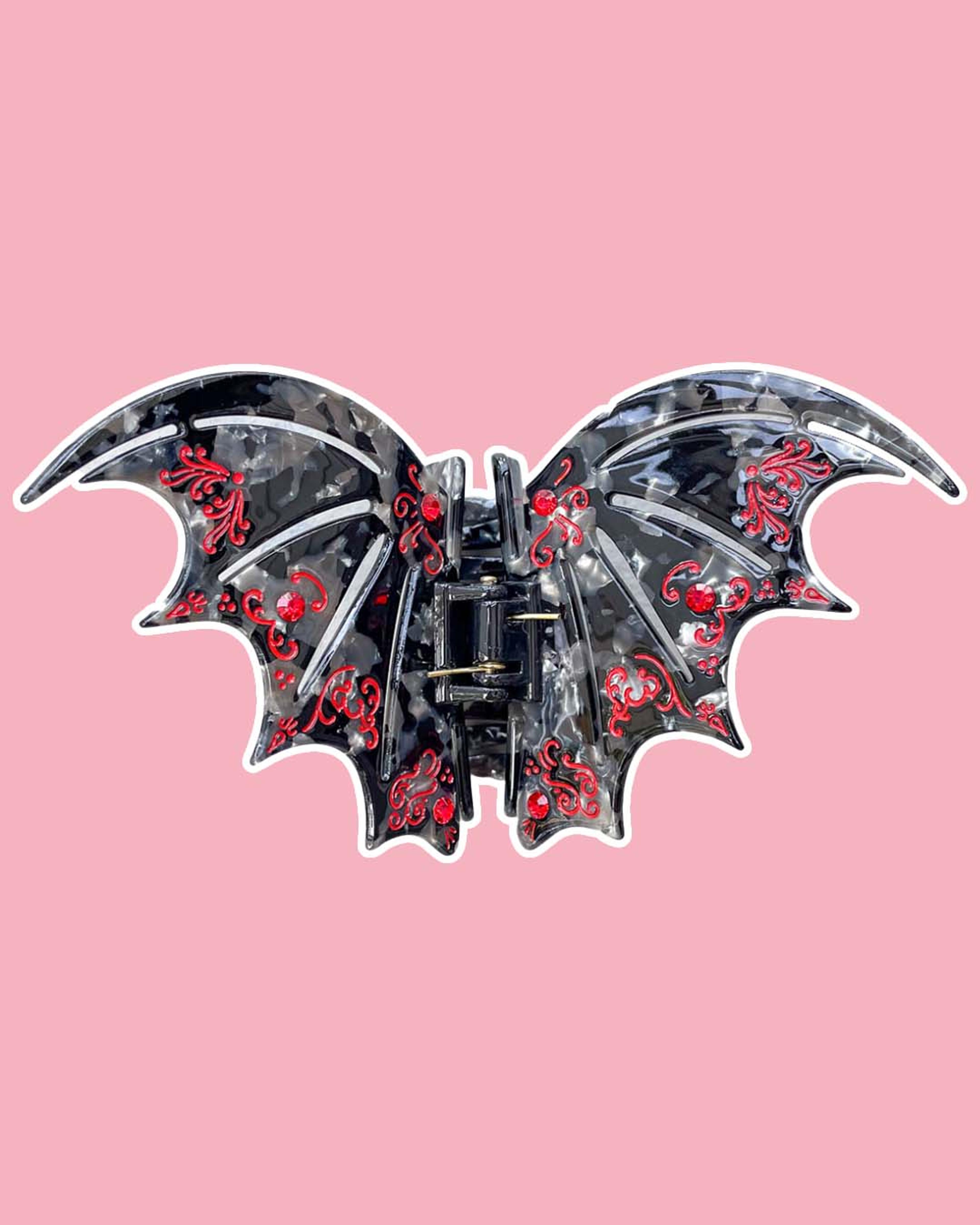 Bat Boys Claw Clip - Red - Blissfully Bookish