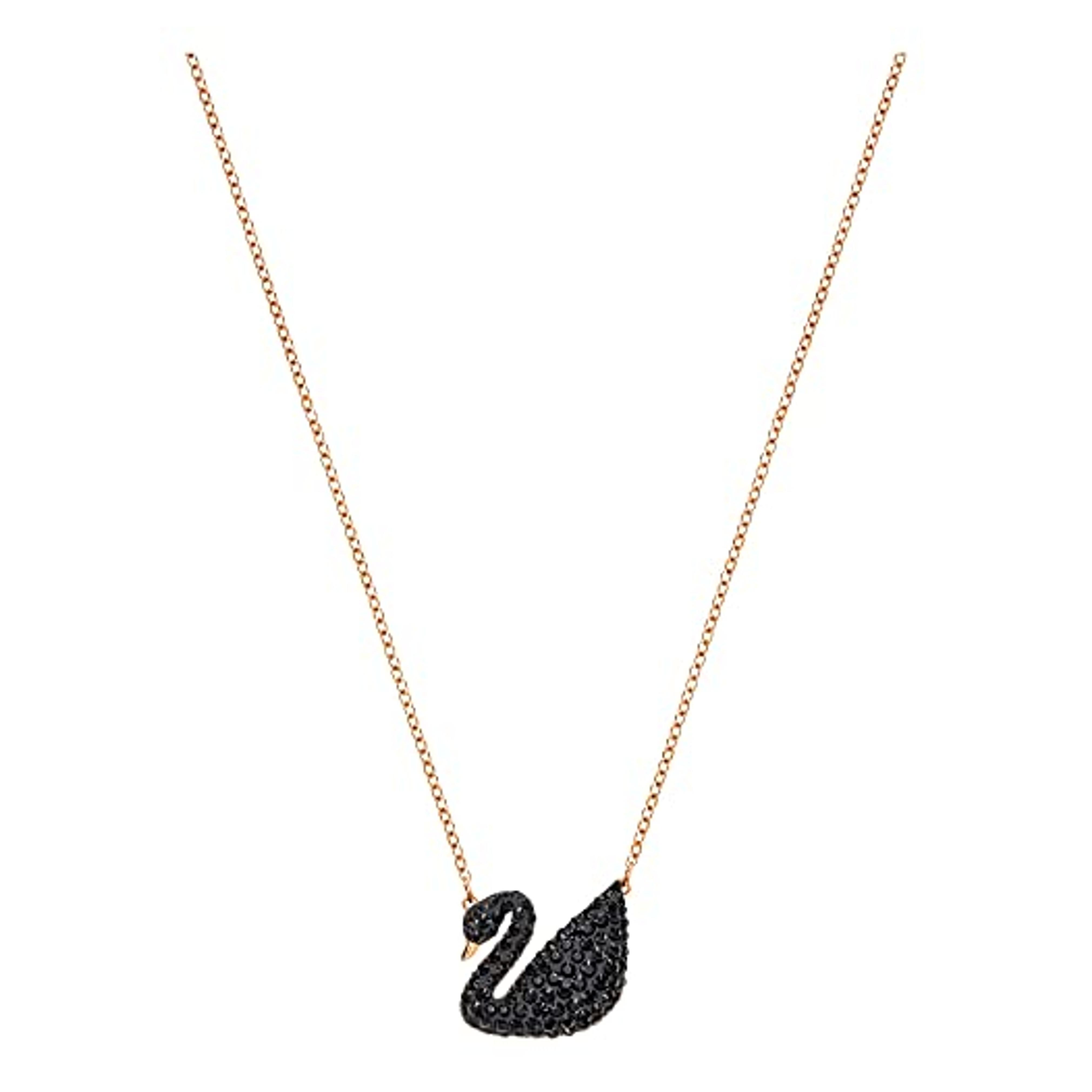 Swarovski Iconic Swan Jewelry Collection, Rose Gold Tone Finish, Black Crystals