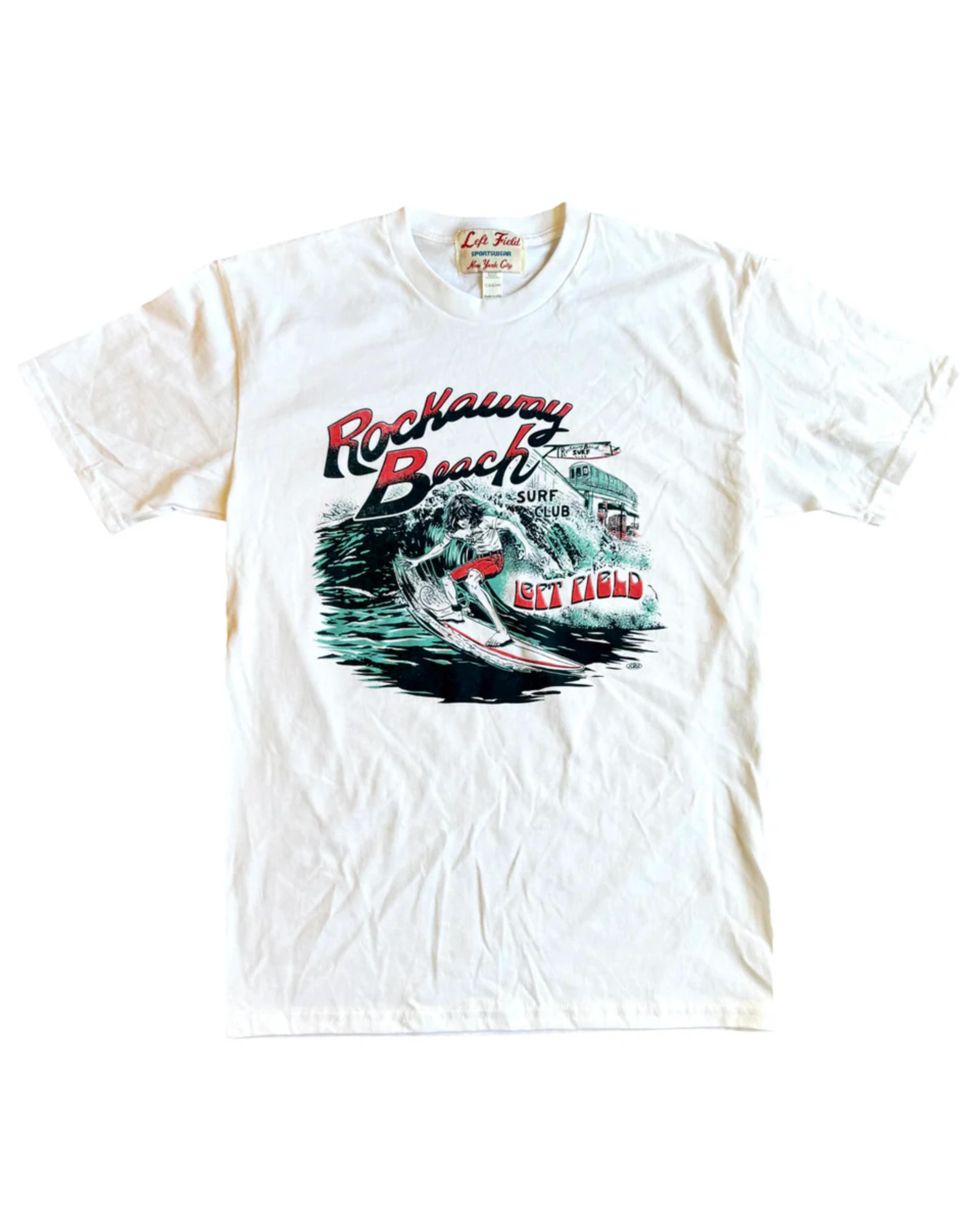 Left Field x Rockaway Beach Surf Club Cotton White Crew (check sizing