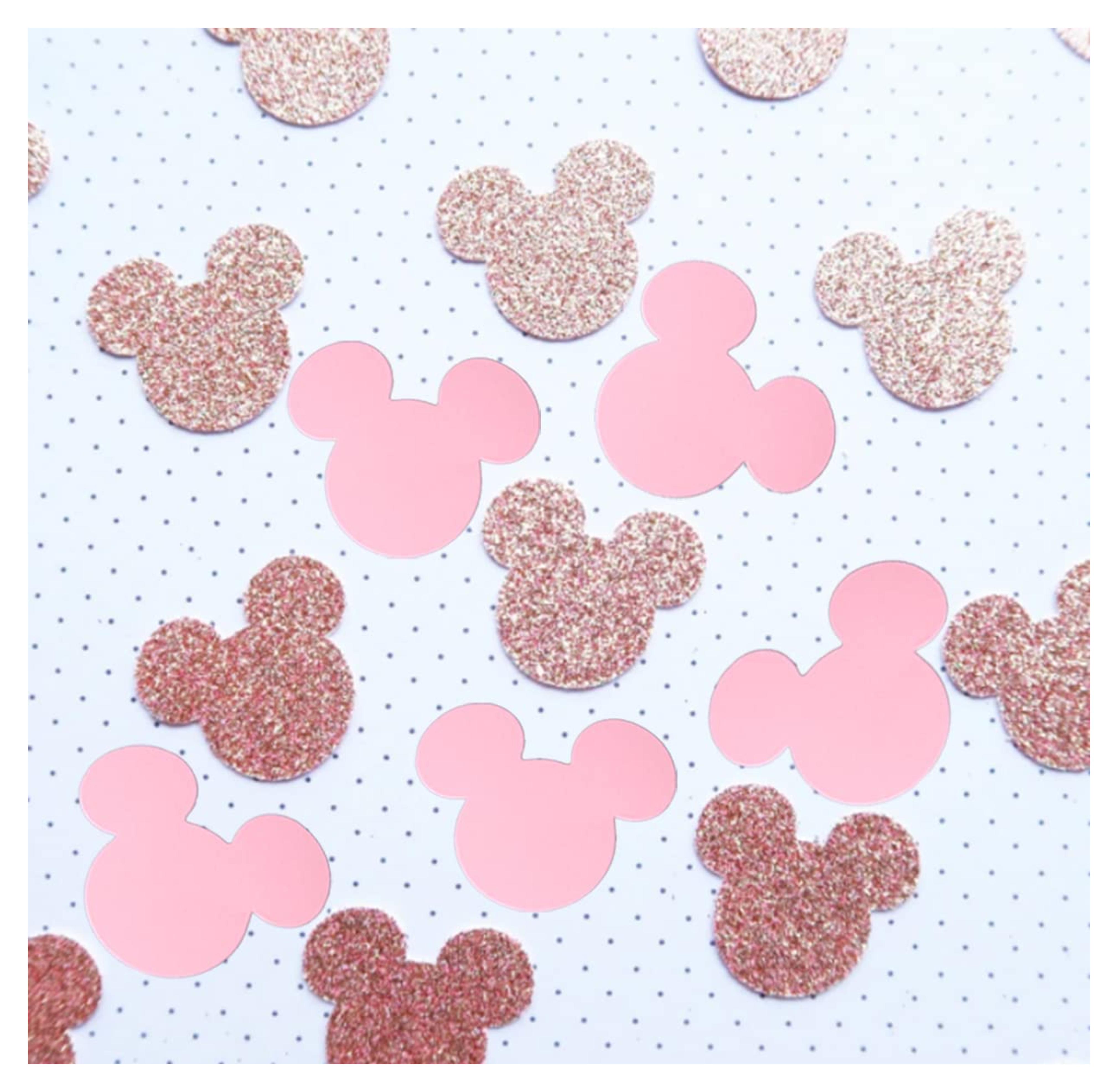 CHCN 100 pcs Minnie Mouse Confetti,Pink Rose Gold Minnie Mouse Confetti, Paper Confetti Sprinkles Table Scatters,First Birthday,Minnie Mouse Party Decor,for Minnie Baby Shower Birthday Party Decor