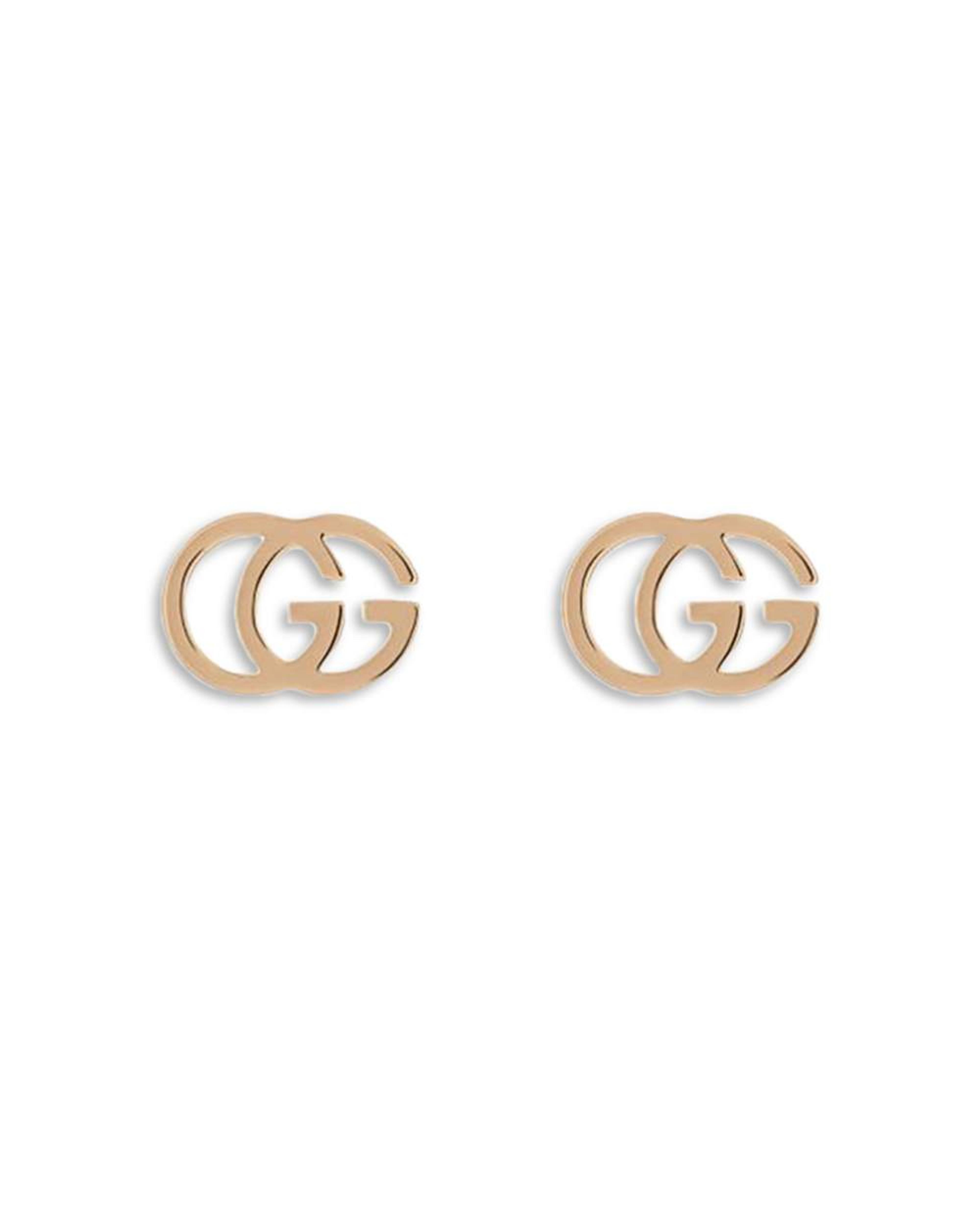 Gucci 18K Rose Gold Running Double G Stud Earrings