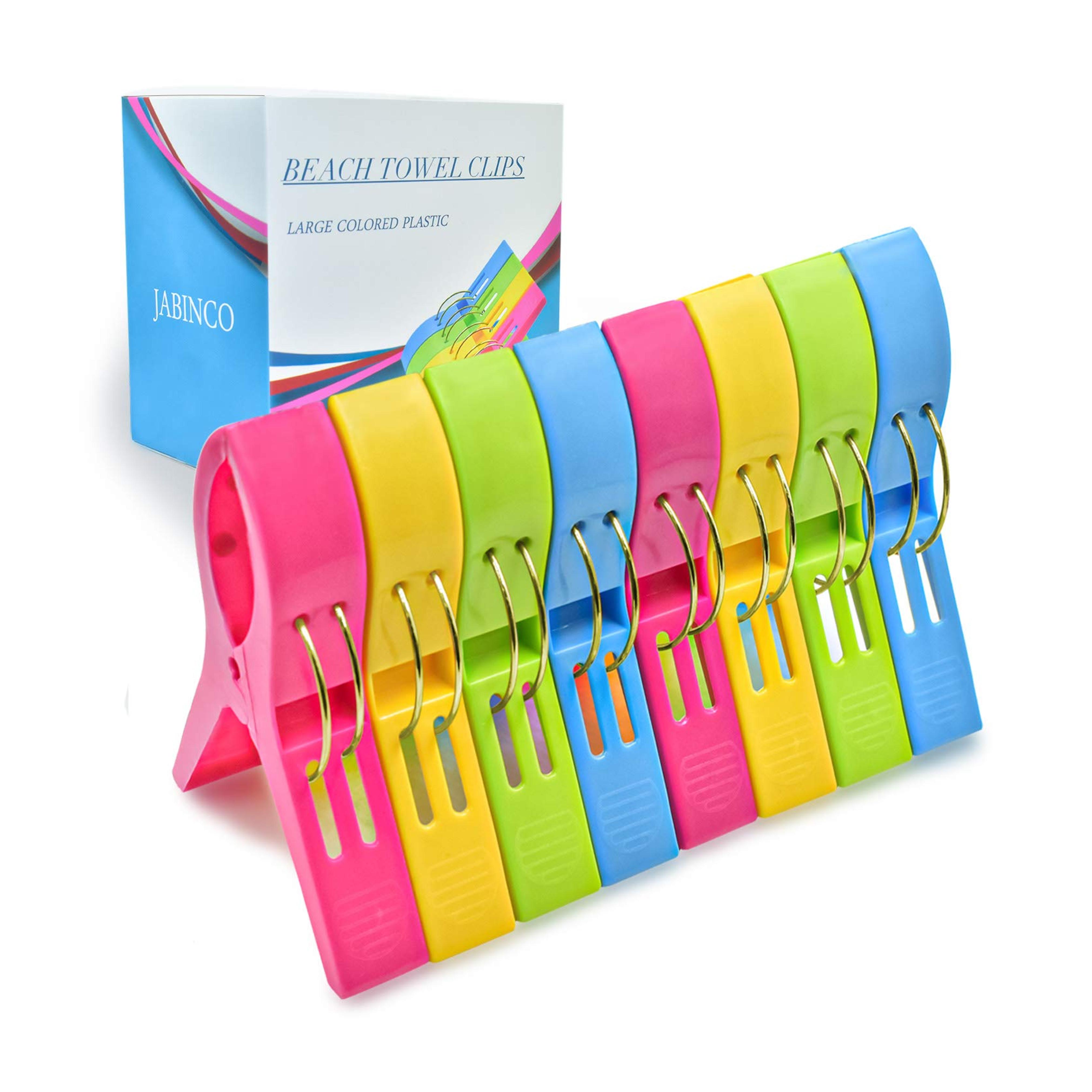 Beach Towel Clips Chair Clips Towel Holder,Plastic Clothes Pegs Hanging Clip Clamps (Pack of 8)