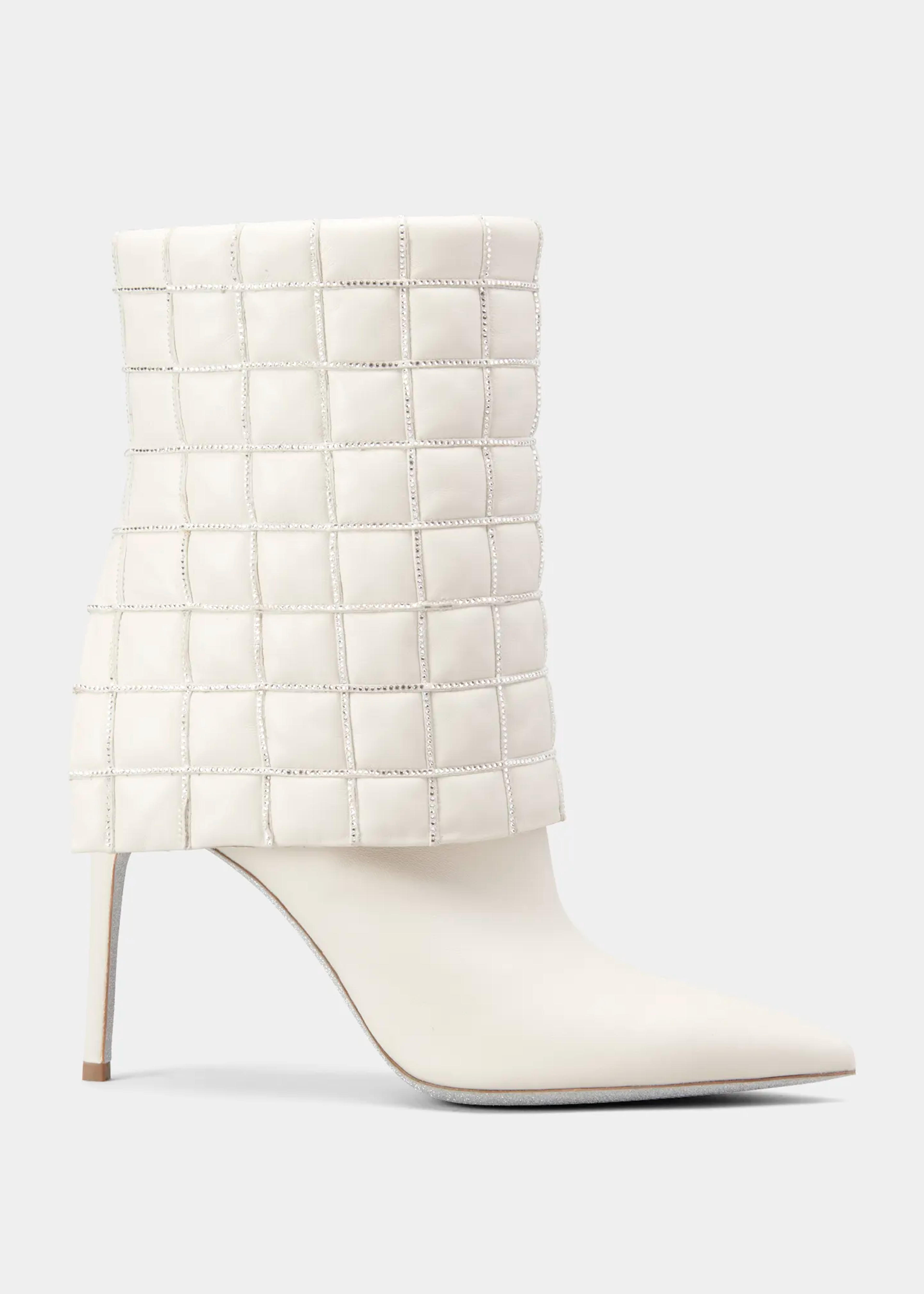 Rene Caovilla Crystal Grid Lambskin Foldover Booties - Bergdorf Goodman