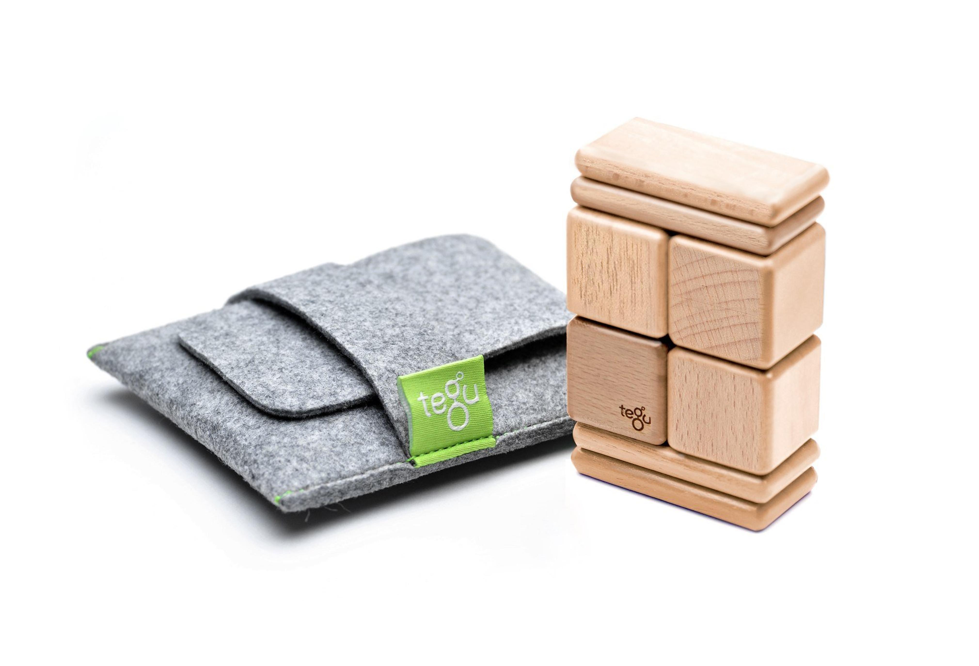 8 Piece Tegu Pocket Pouch Magnetic Wooden Block Set