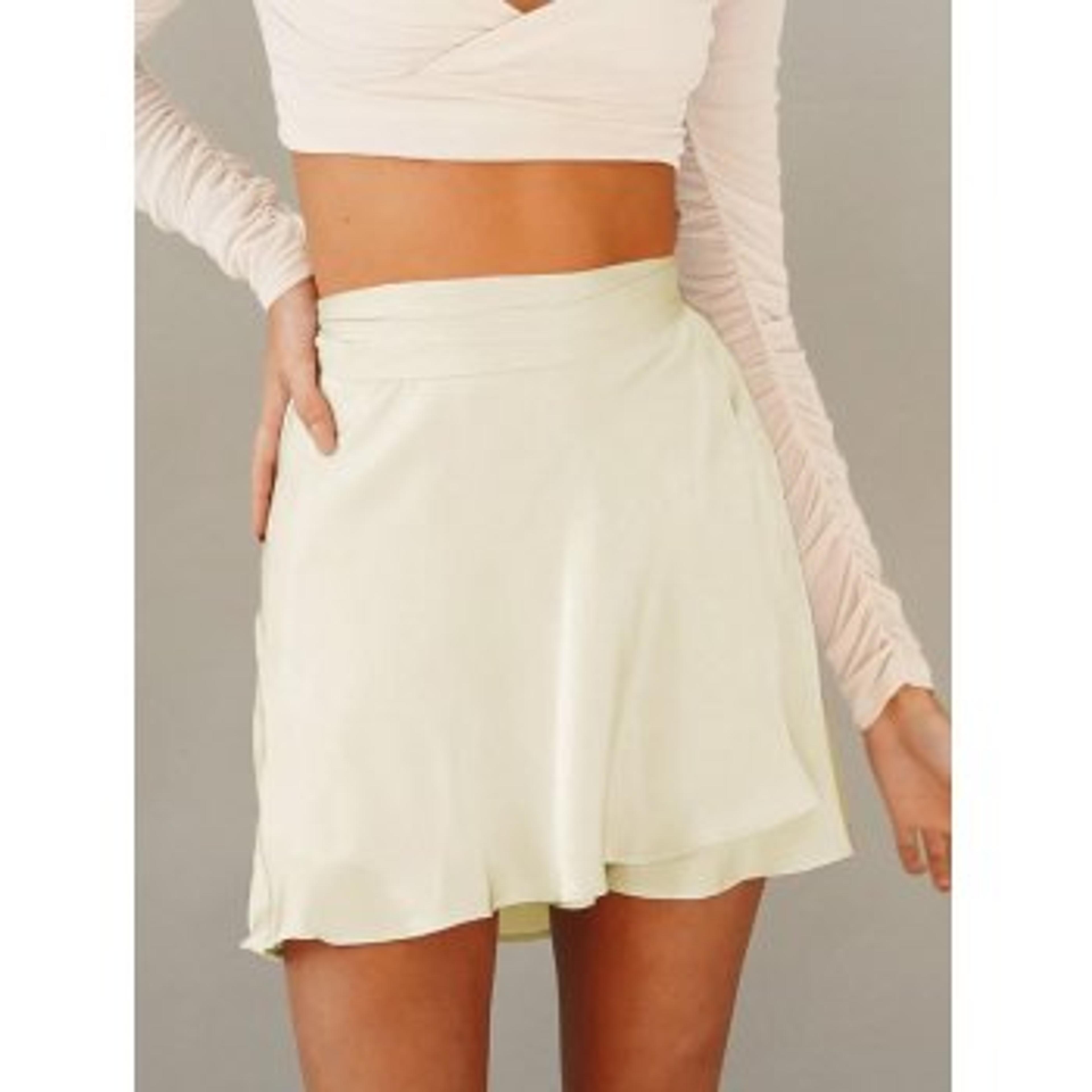 2022 Satin Wrap Mini Skirt Beige L In Skirts Online Store. Best For Sale | Emmiol.com