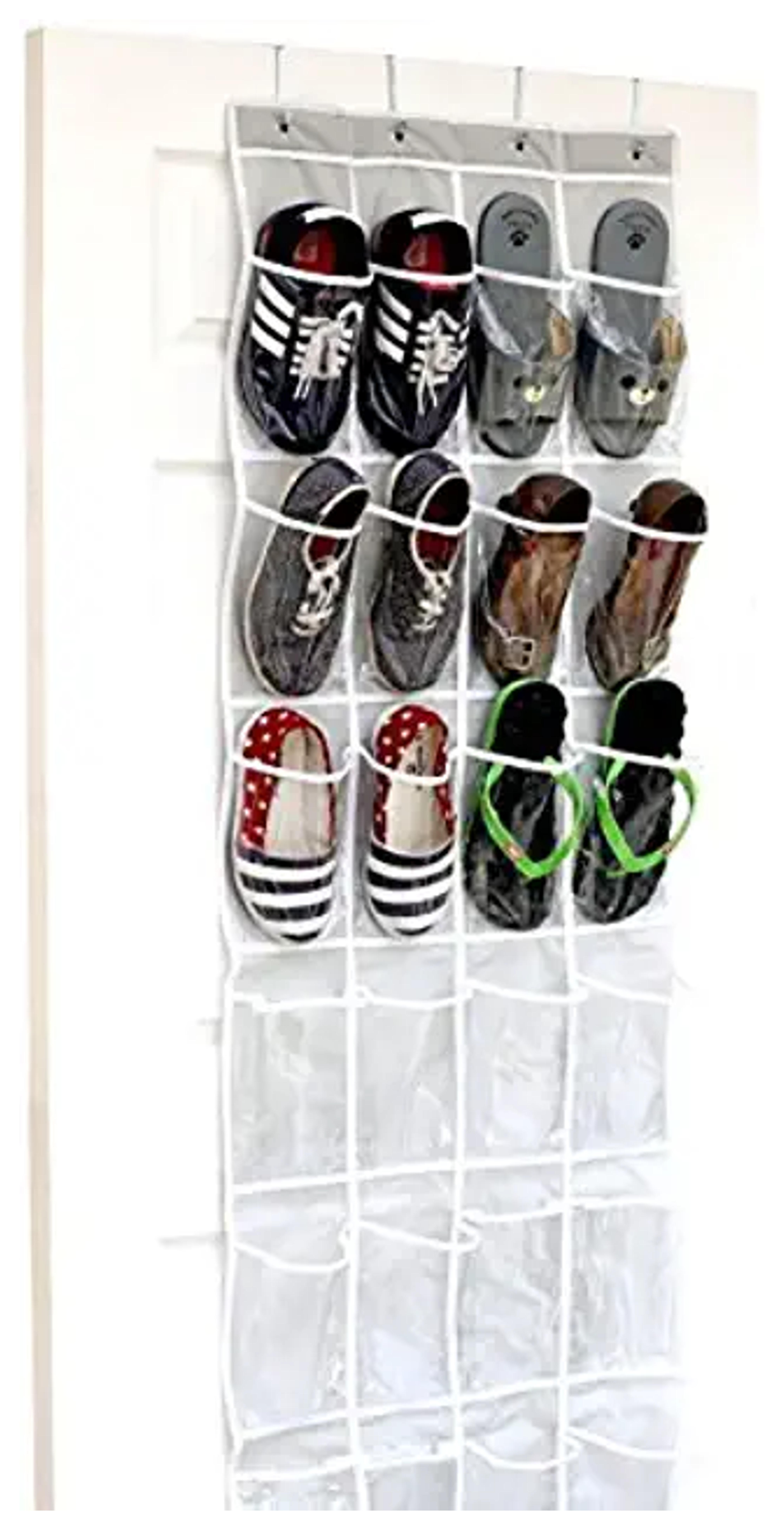 Amazon.com: 24 Pockets - SimpleHouseware Crystal Clear Over The Door Hanging Shoe Organizer, Gray (64'' x 19'') : Home & Kitchen