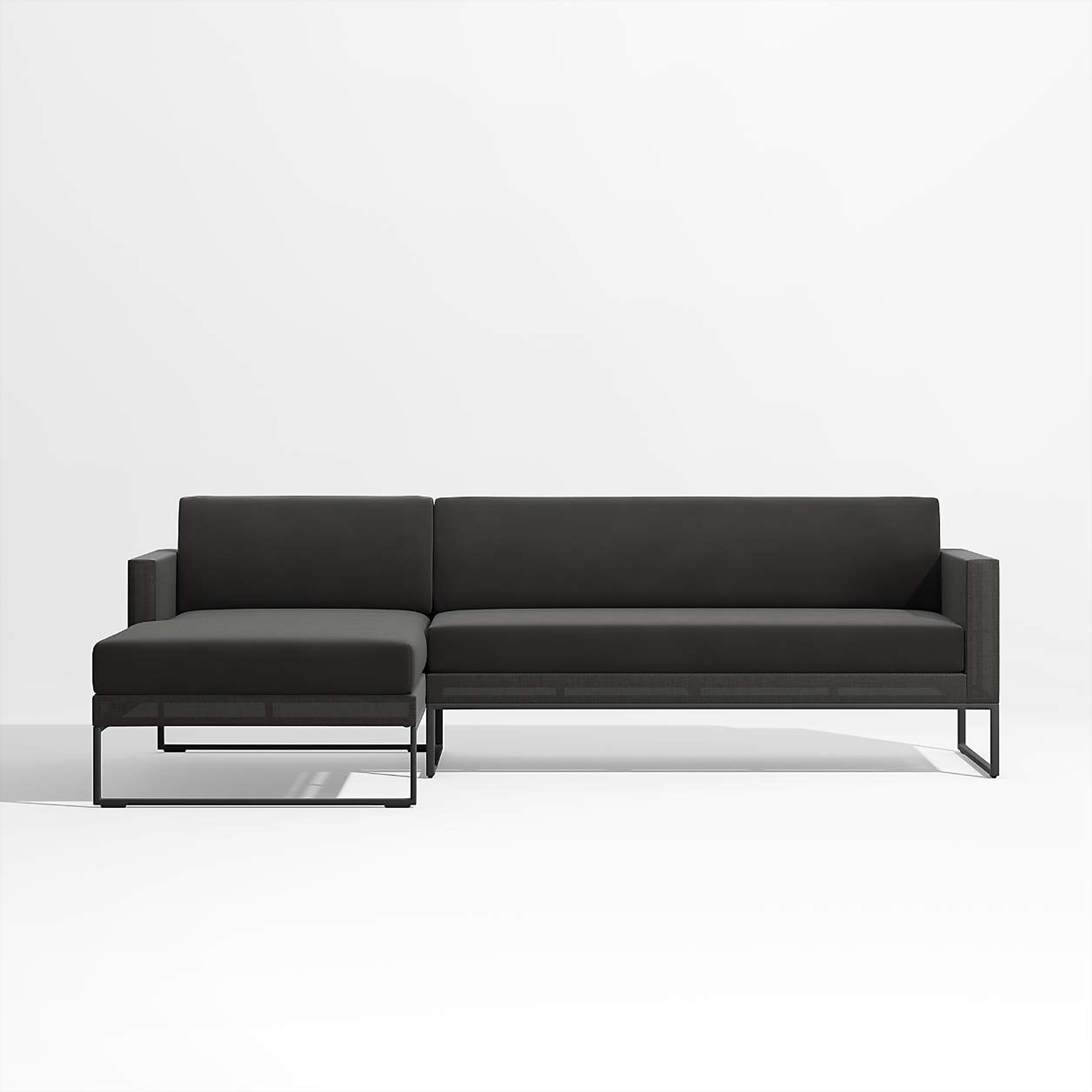 Dune 2-Piece Black Outdoor Sectional Sofa with Left-Arm Chaise | Crate and Barrel