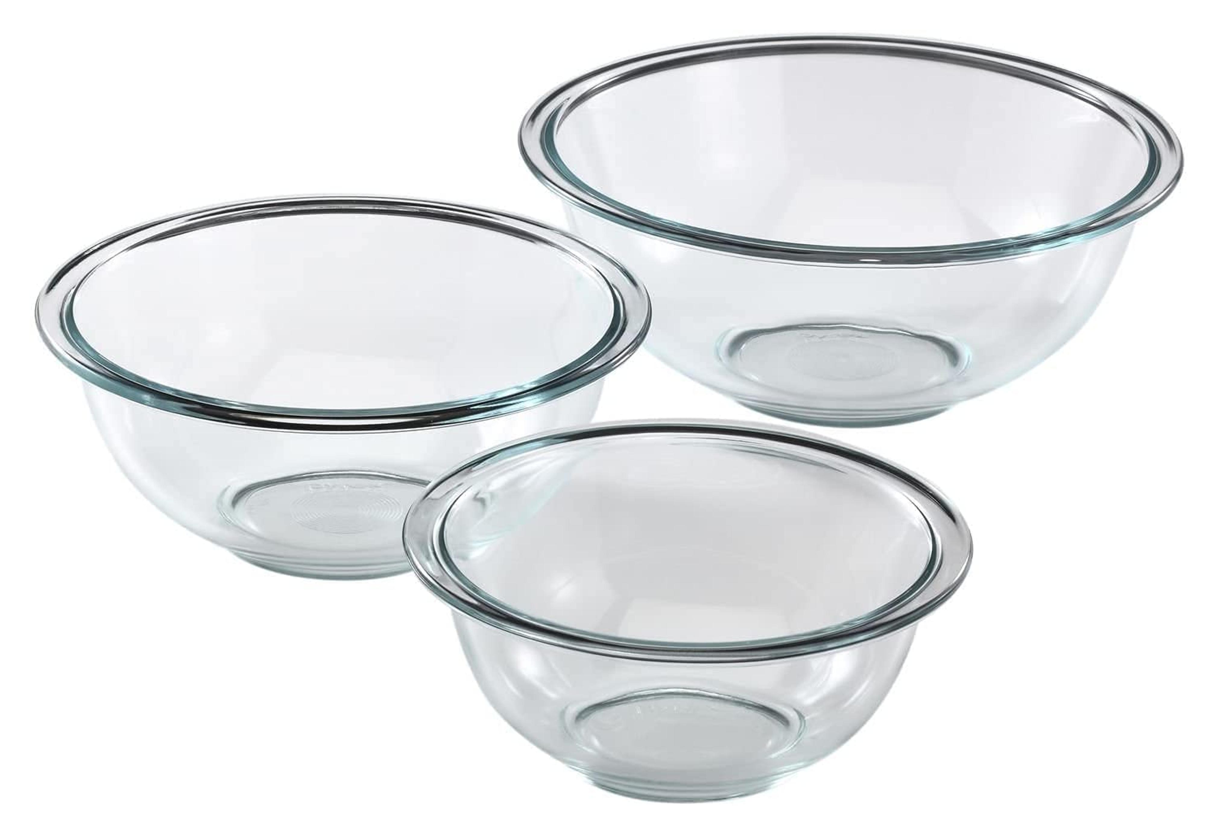 Amazon.com: Pyrex Smart Essentials 3-Piece Prepware Mixing Bowl Set, 1-Qt, 1.5-Qt ,and 2.5-Qt Glass Mixing Bowls, Dishwasher, Microwave and Freezer Safe: Home & Kitchen