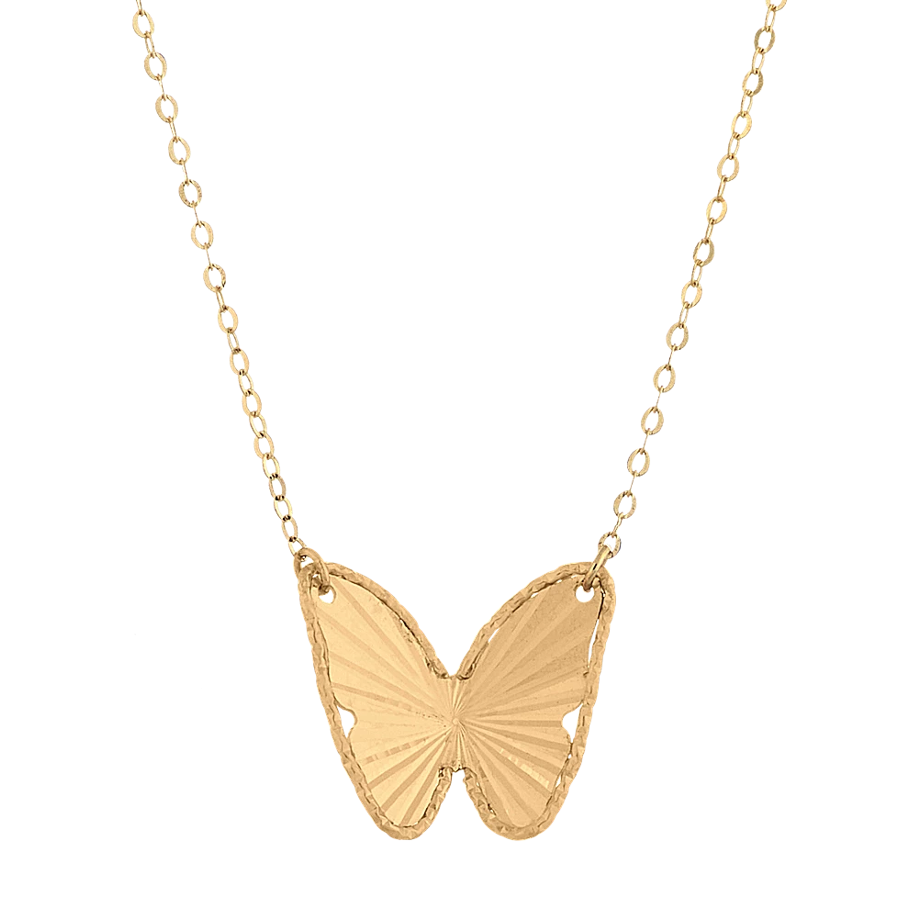Butterfly Pendant in 14K Yellow Gold (18 in) | Shane Co.