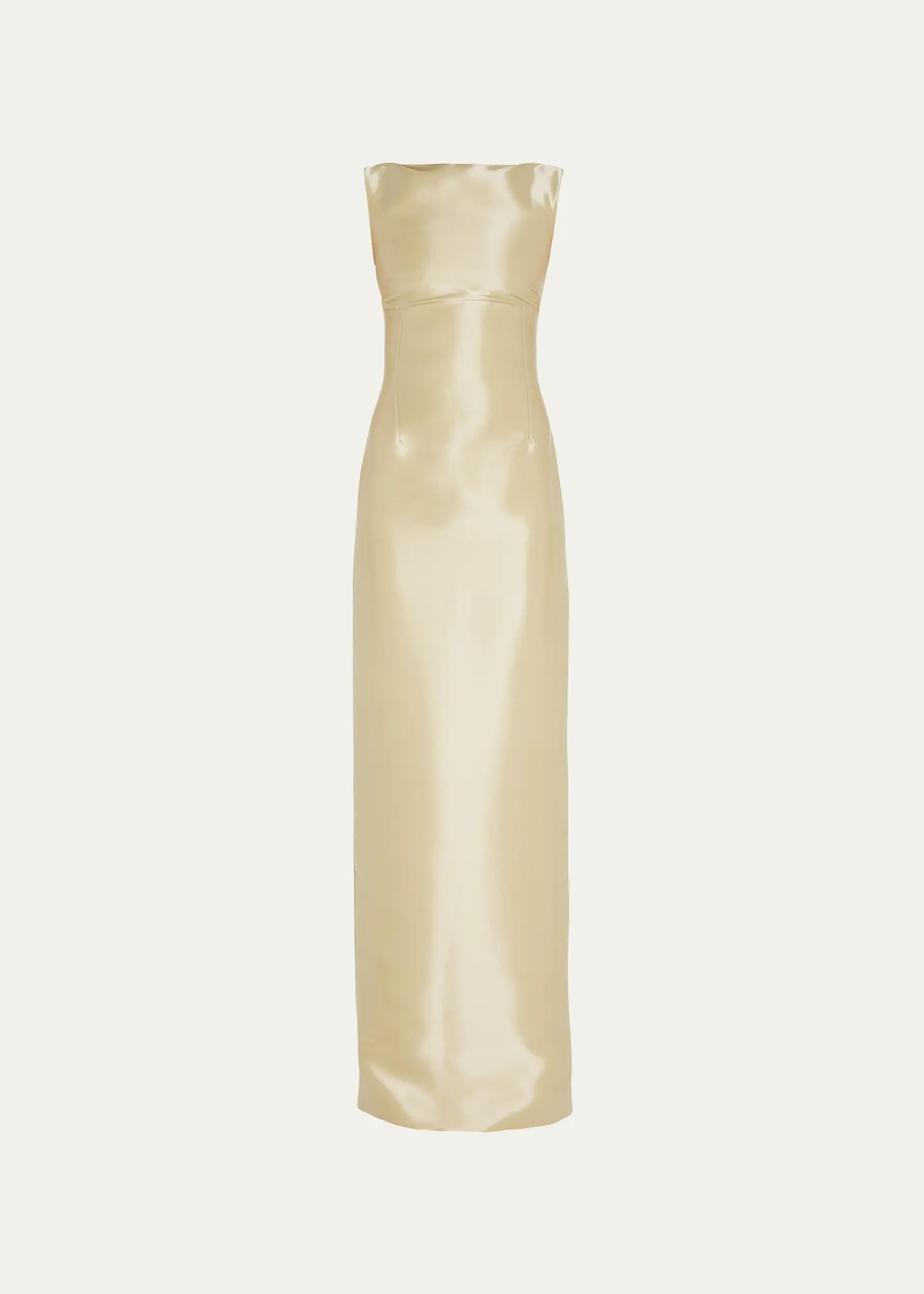 Ralph Lauren Collection Arella Boat-Neck Satin Long Dress - Bergdorf Goodman