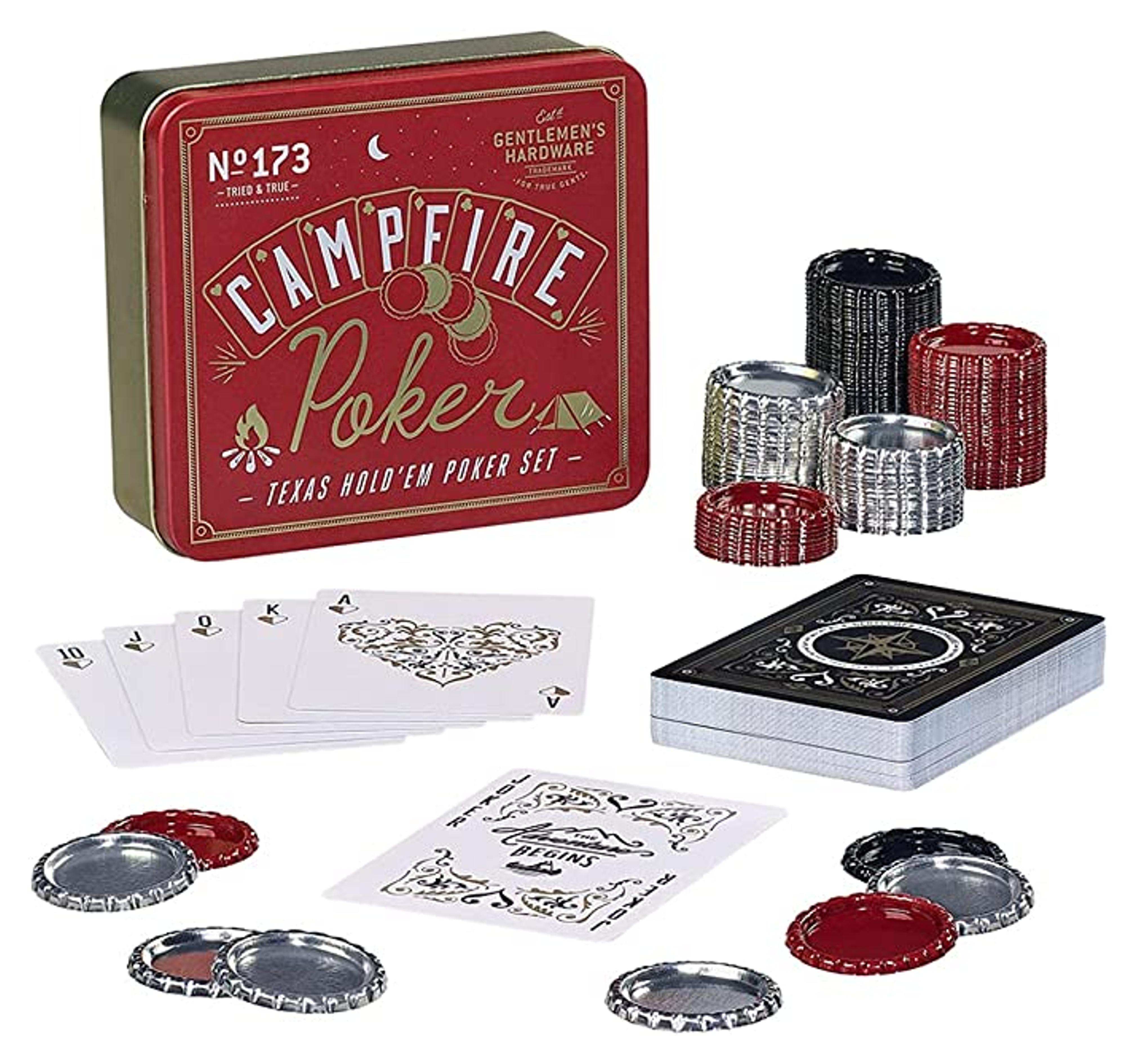 Amazon.com: Gentlemen’s Hardware Classic Campfire Games, Texas Hold 'Em Poker Set with Bottle Cap Chips : Toys & Games