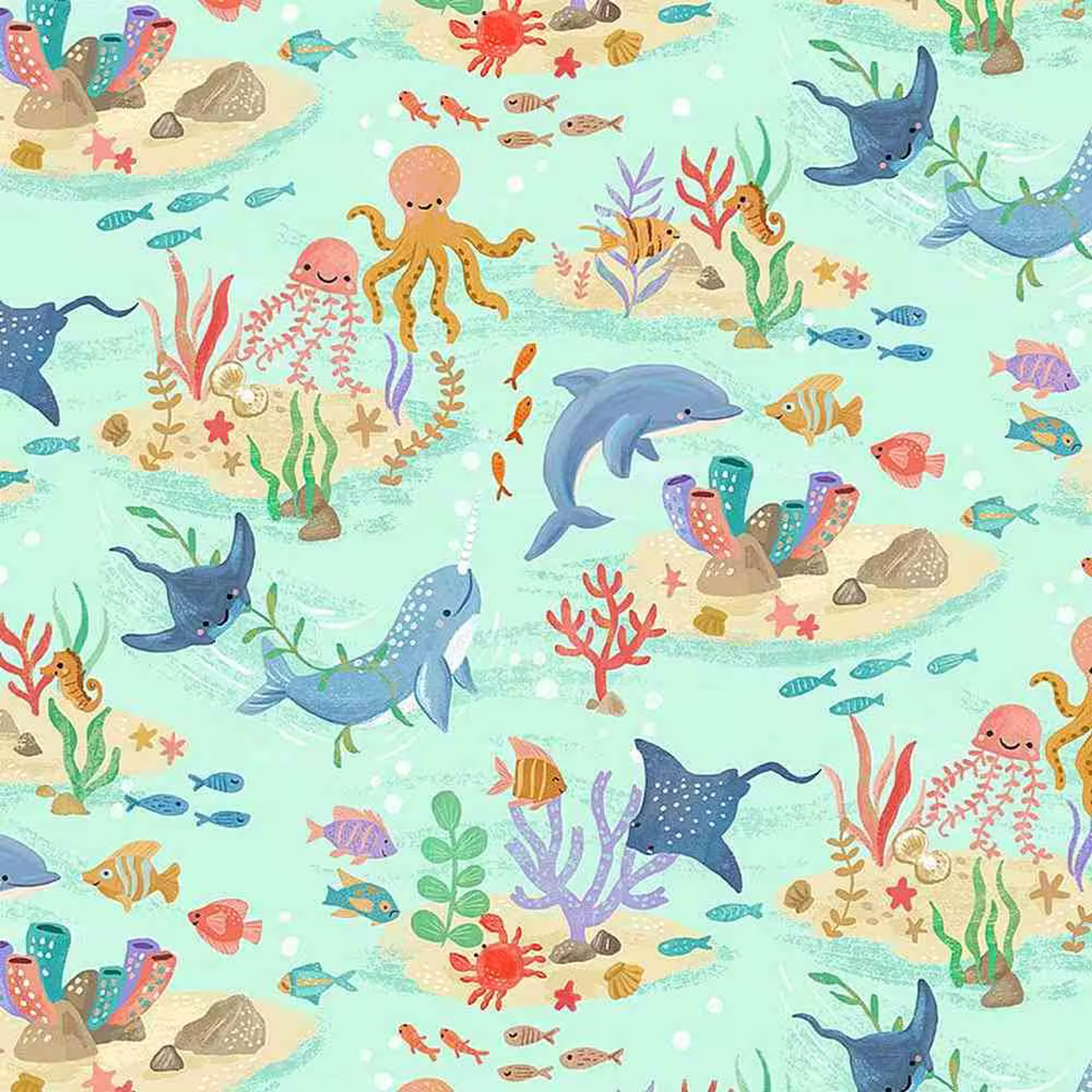 Sea Friends  Cute Ocean Animals by Timeless Treasures Fabric