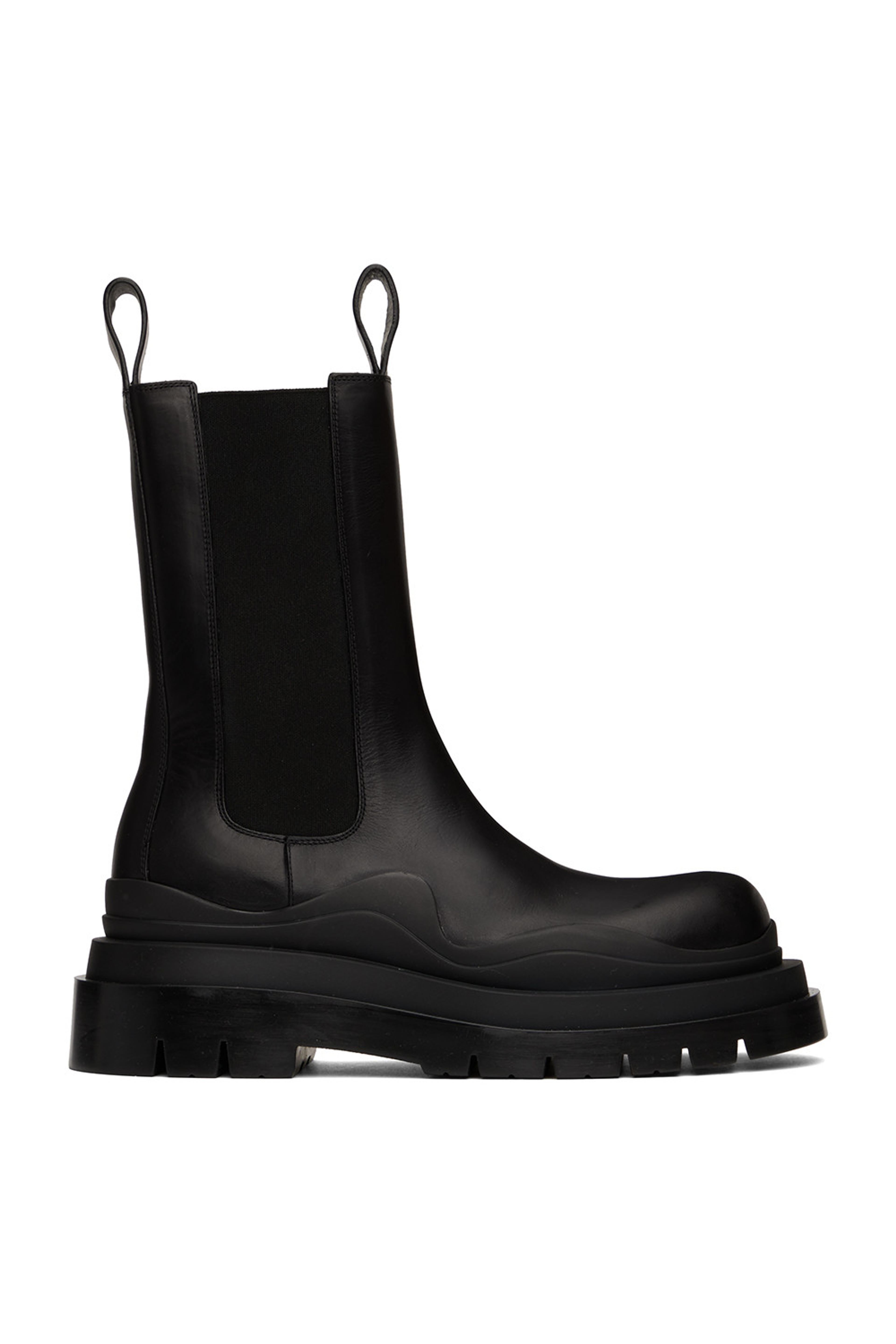 Bottega Veneta: Black Tire Chelsea Boots | SSENSE