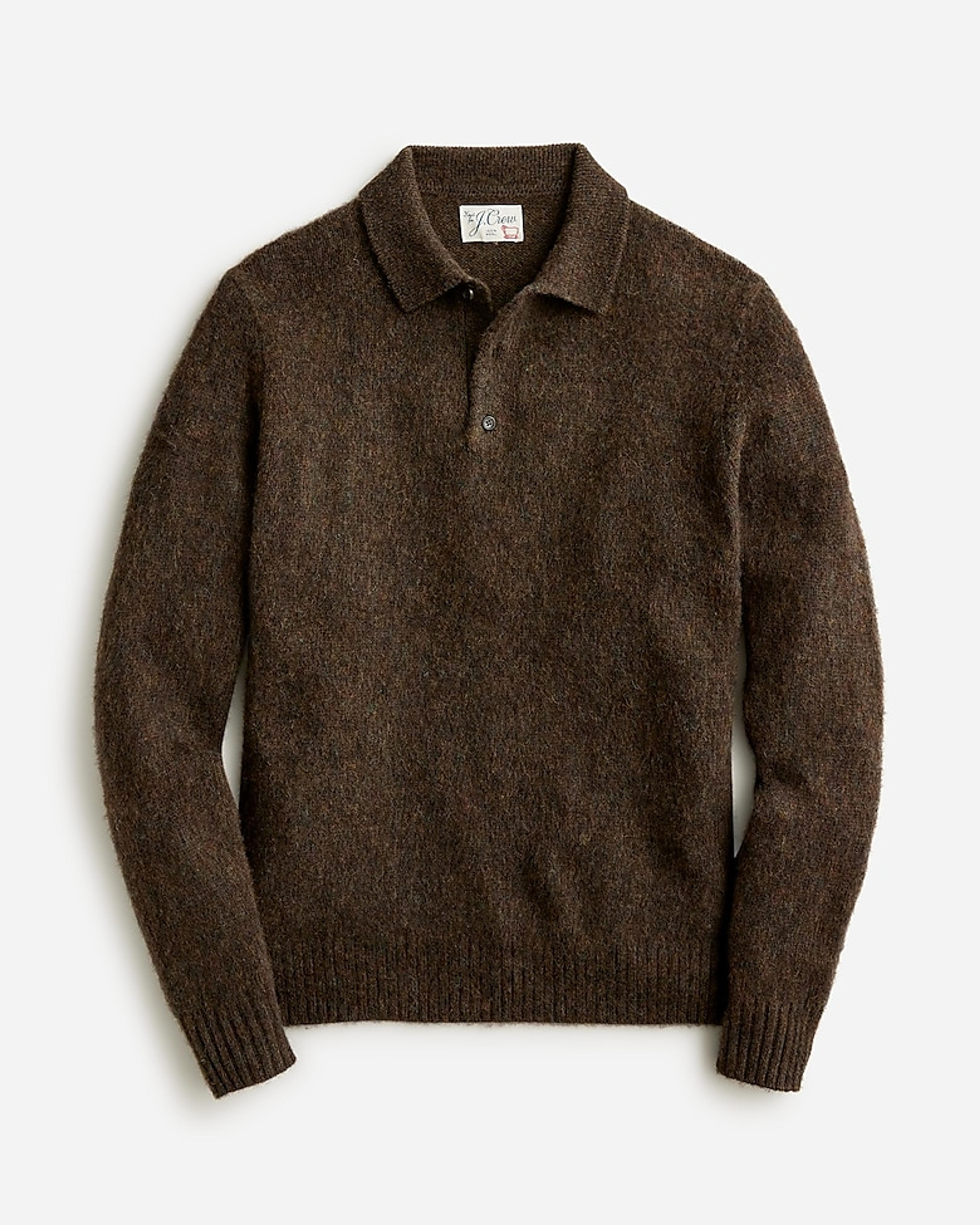 J.Crew: Brushed Wool Polo Sweater For Men