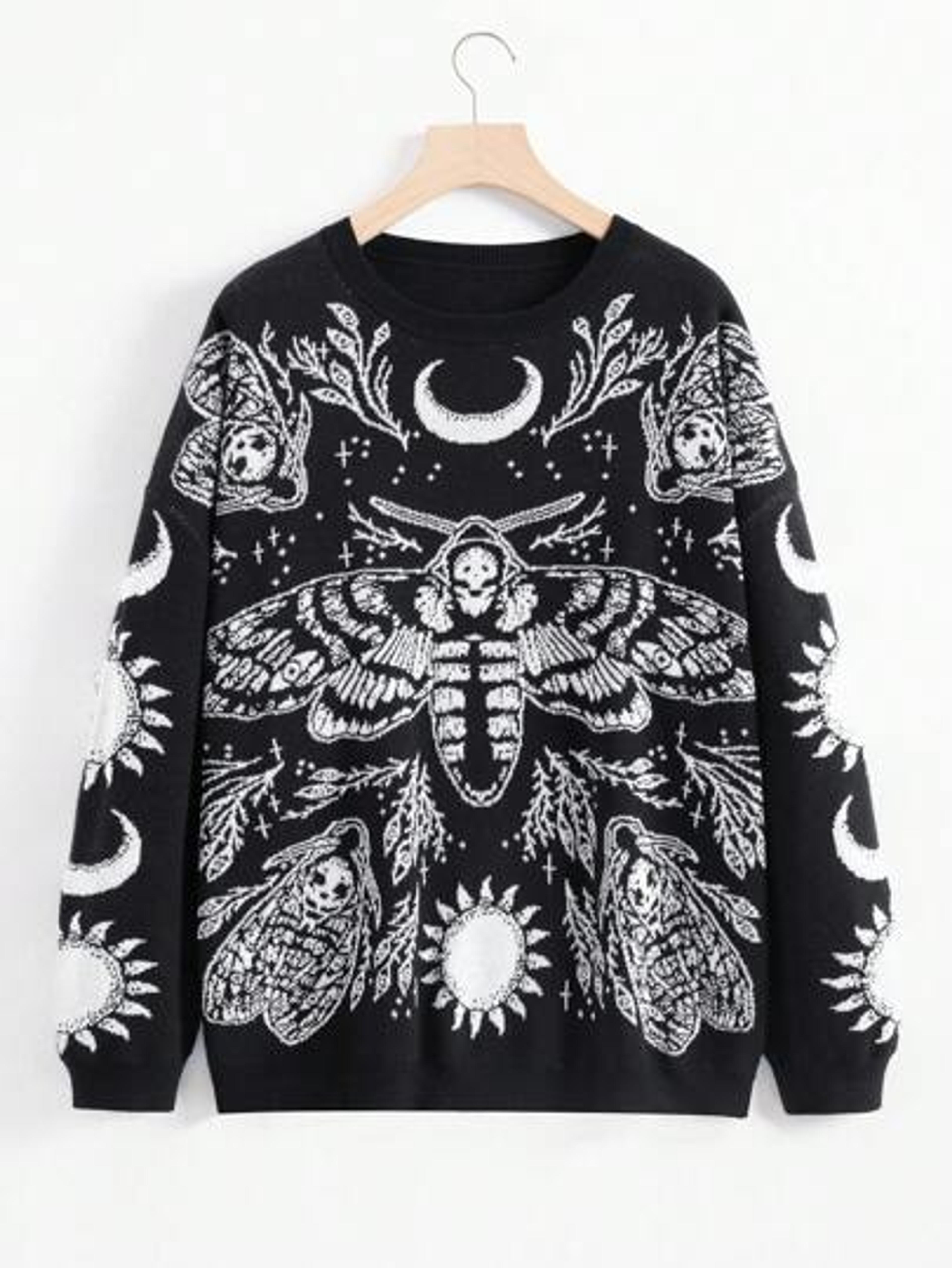 Mystic heart Graphic Pattern Drop Shoulder Sweater