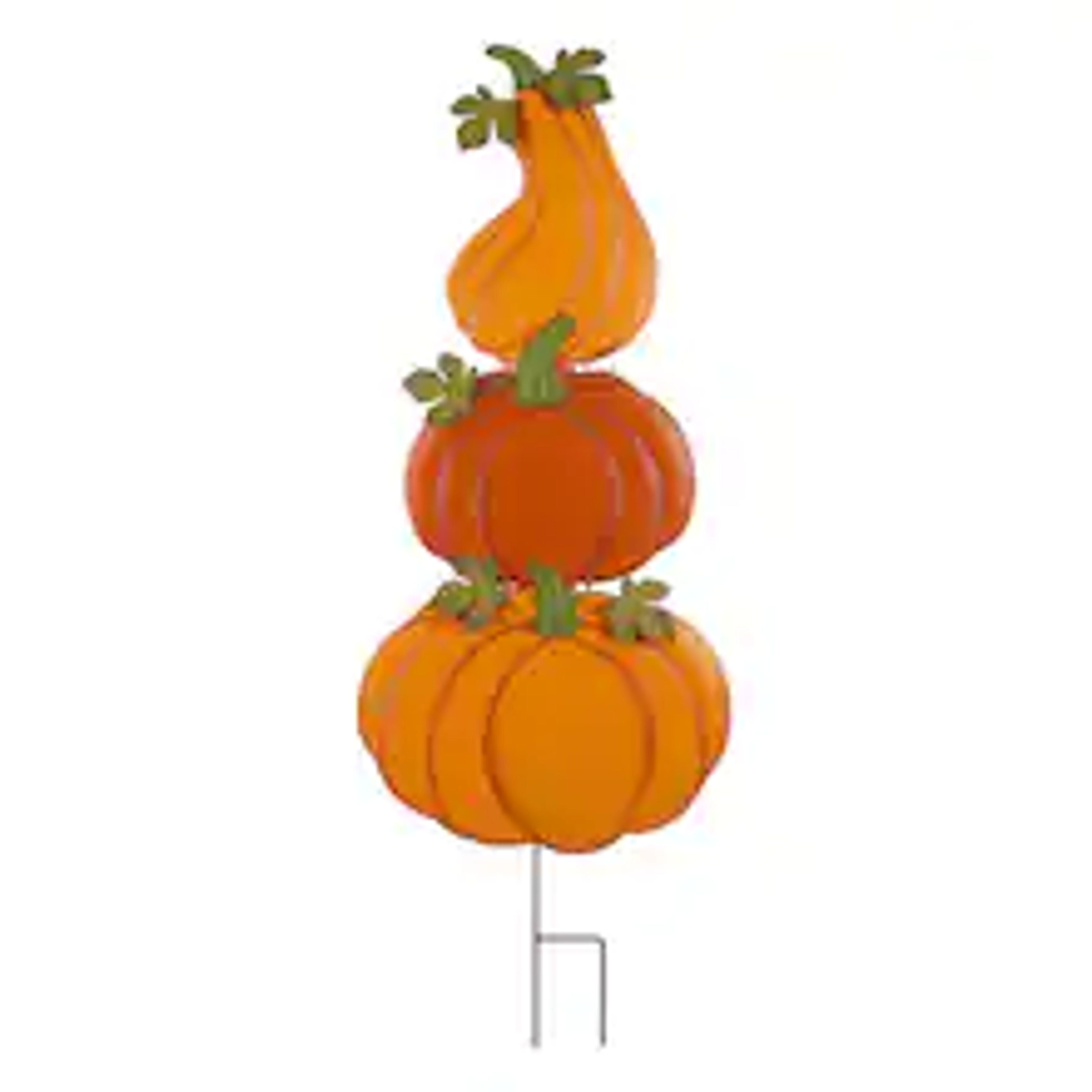 42" GlitzHome® 3-in-1 Metal Pumpkin Yard Stake | Michaels