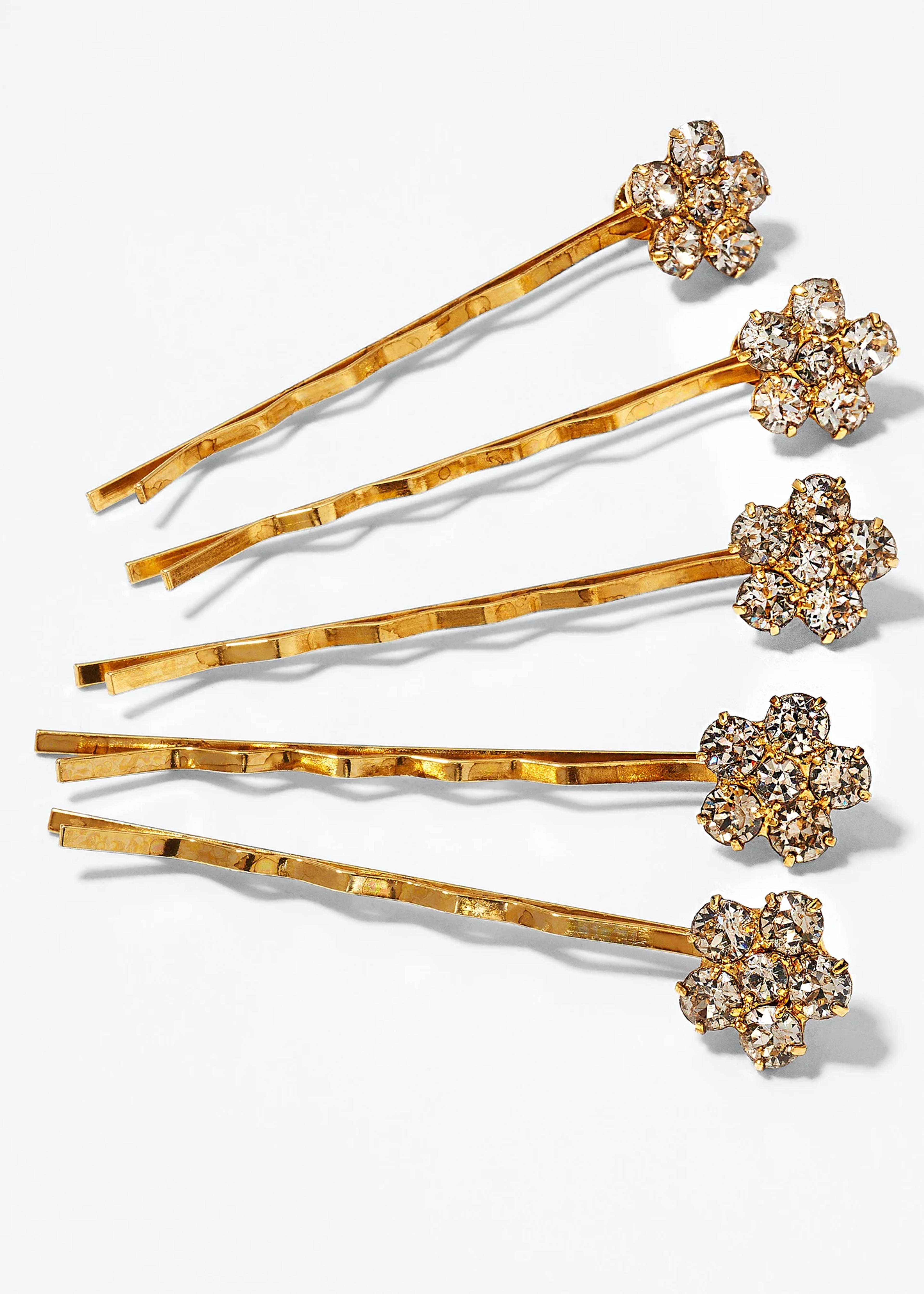 Jennifer Behr Violet Swarovski Crystal Floral Bobby Pins, Set of 5 - Bergdorf Goodman