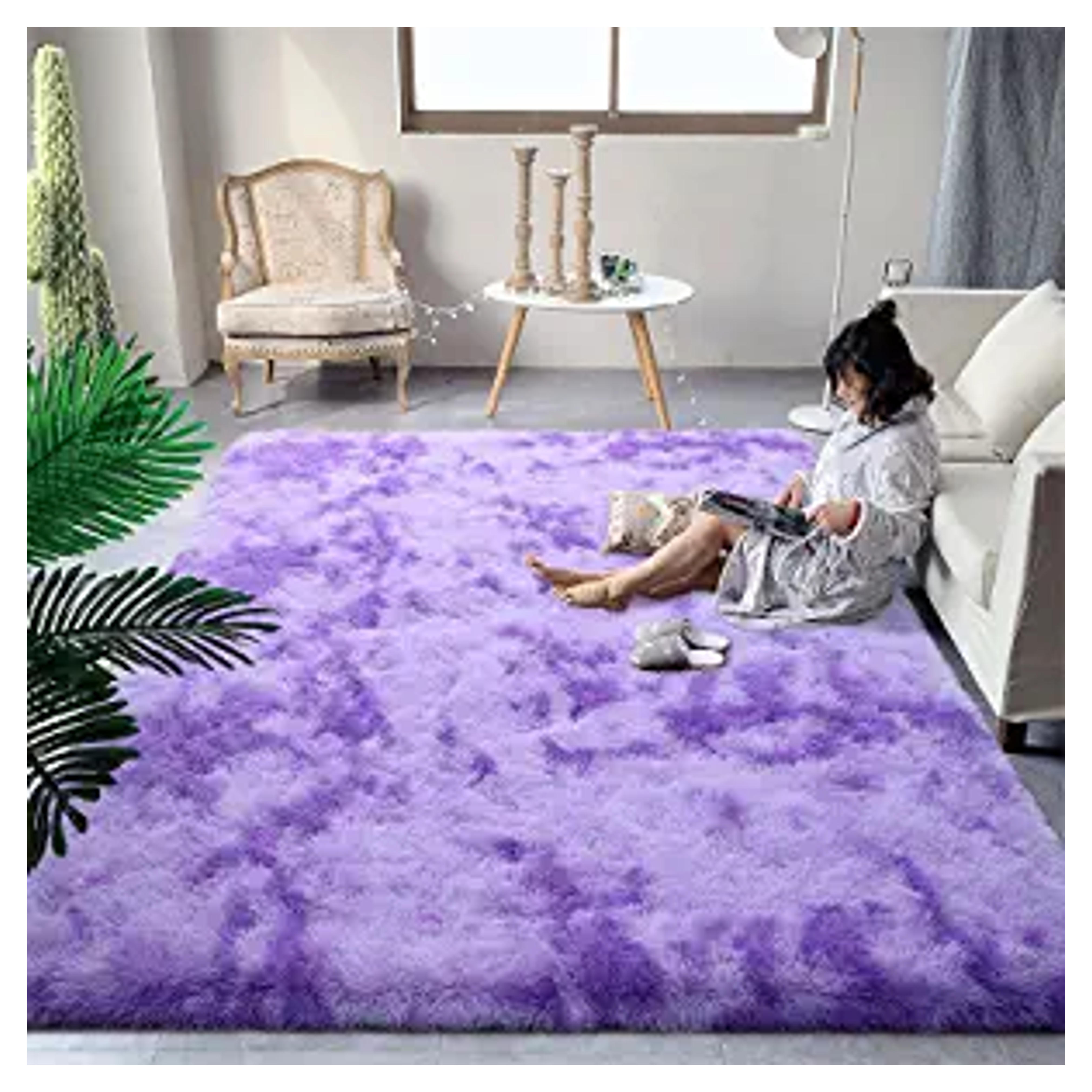 Amazon.com: DweIke Super Soft Shaggy Rugs Fluffy Carpets, Tie-Dye Rugs for Living Room Bedroom Girls Kids Room Nursery Home Decor,Non-Slip Machine Washable Carpet ,3x5 Feet Purple : Home & Kitchen