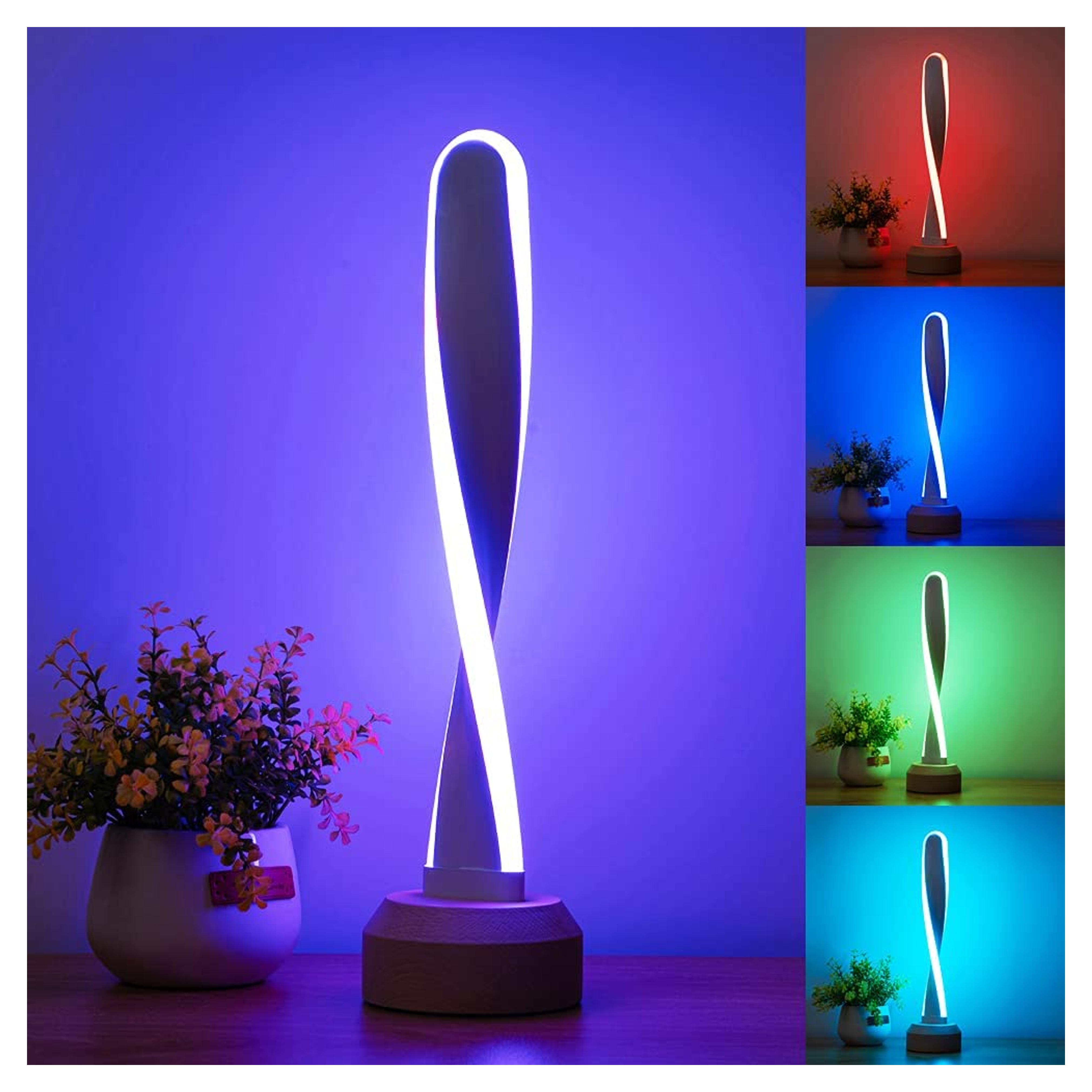 LONRISWAY Table Lamp RGB Wood lamp Bedside Lamp 7 Color-Changing Light, Natural Beech Night Light for Living Rooms and Bedrooms Creative Home Decor, Unique House warmging Gift