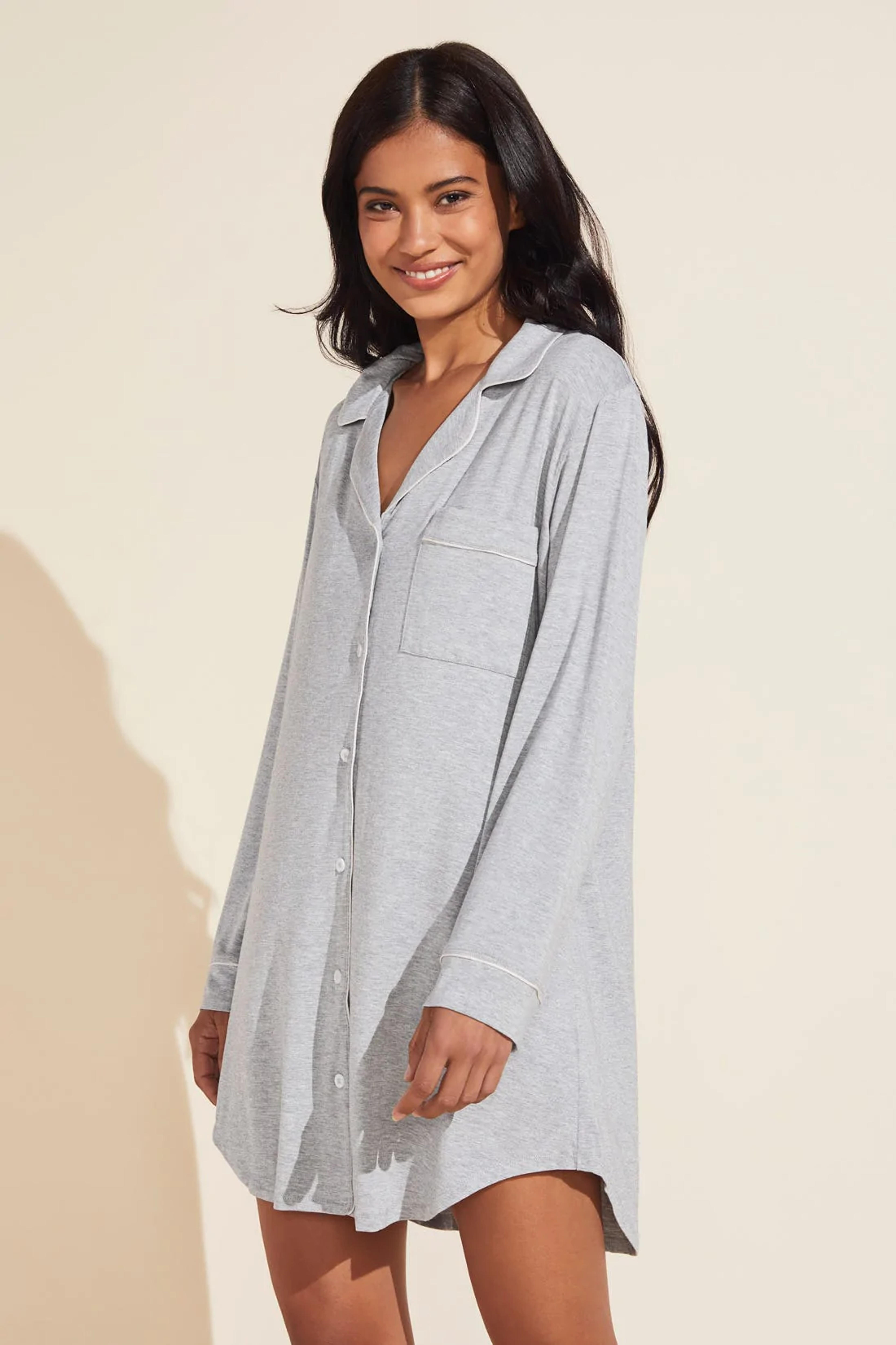 Gisele TENCEL™ Modal Sleepshirt - Heather Grey/Sorbet Pink - Eberjey