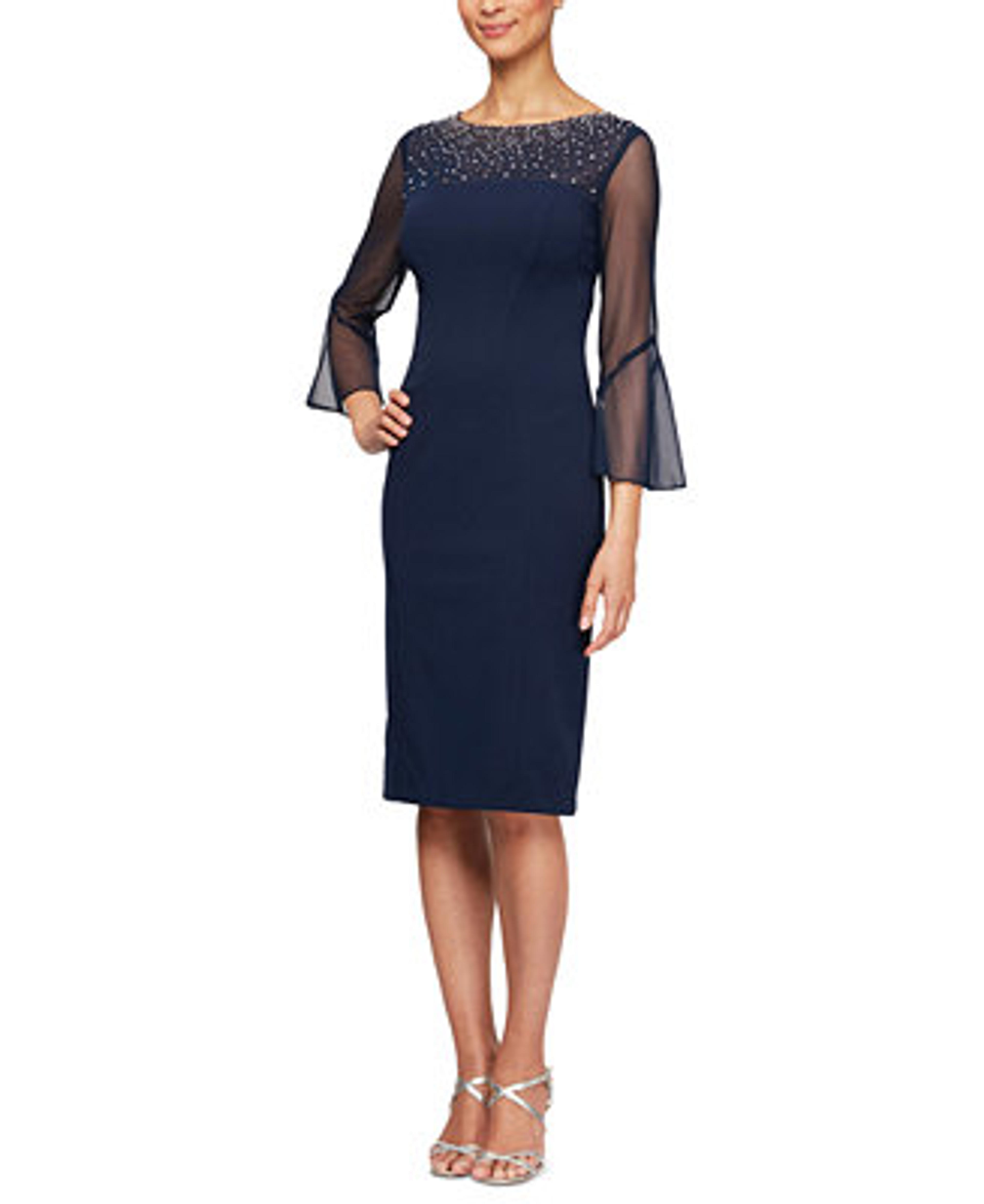 Alex Evenings Petite Embellished Illusion Dress & Reviews - Dresses - Petites - Macy's