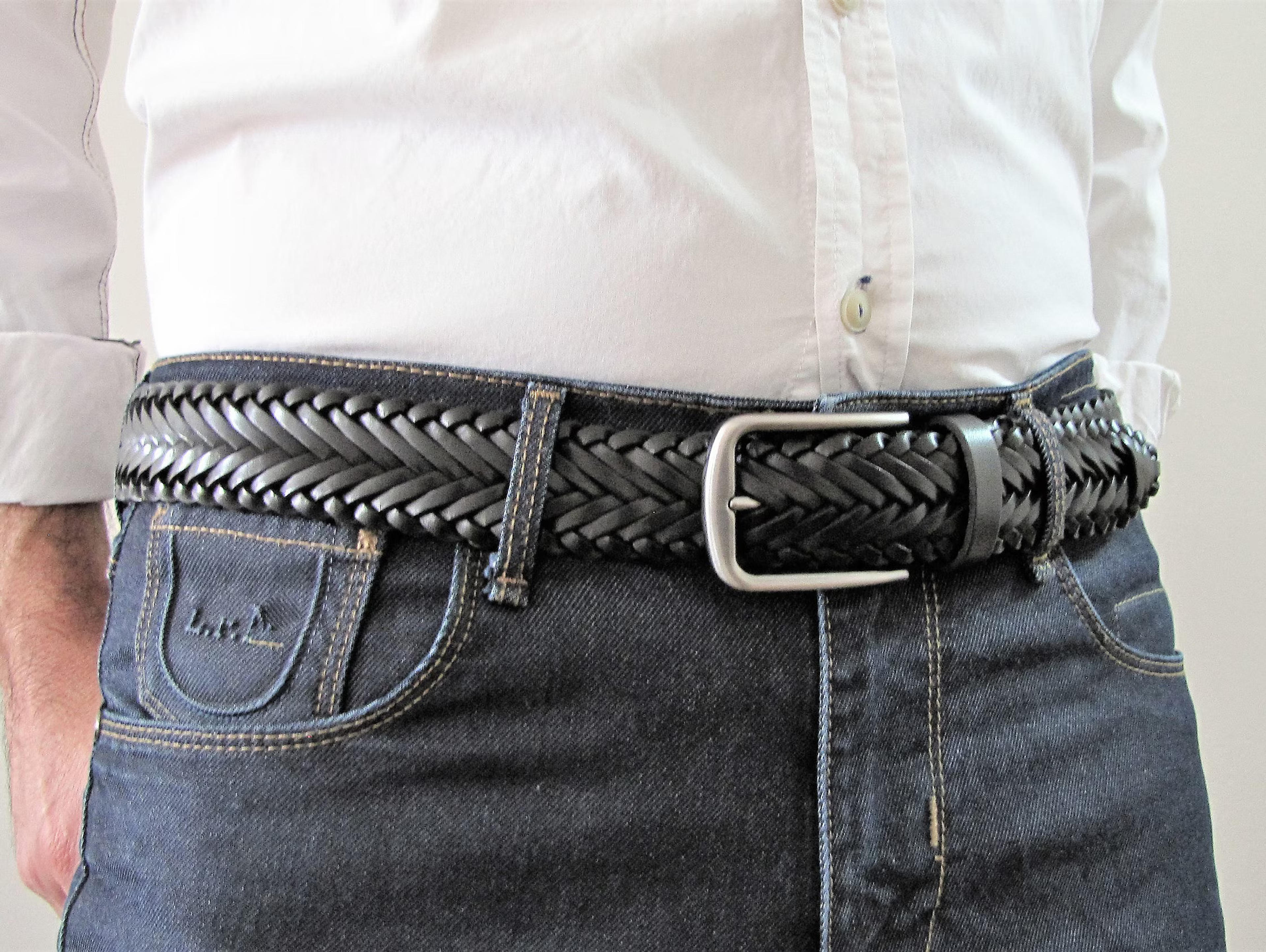 Customizable Leather Belt Braided Belt Special Hand Braid Black Belt for Men's Handcrafted Leather Belt Elegant Gift Casual Dress Wide Belt - Etsy