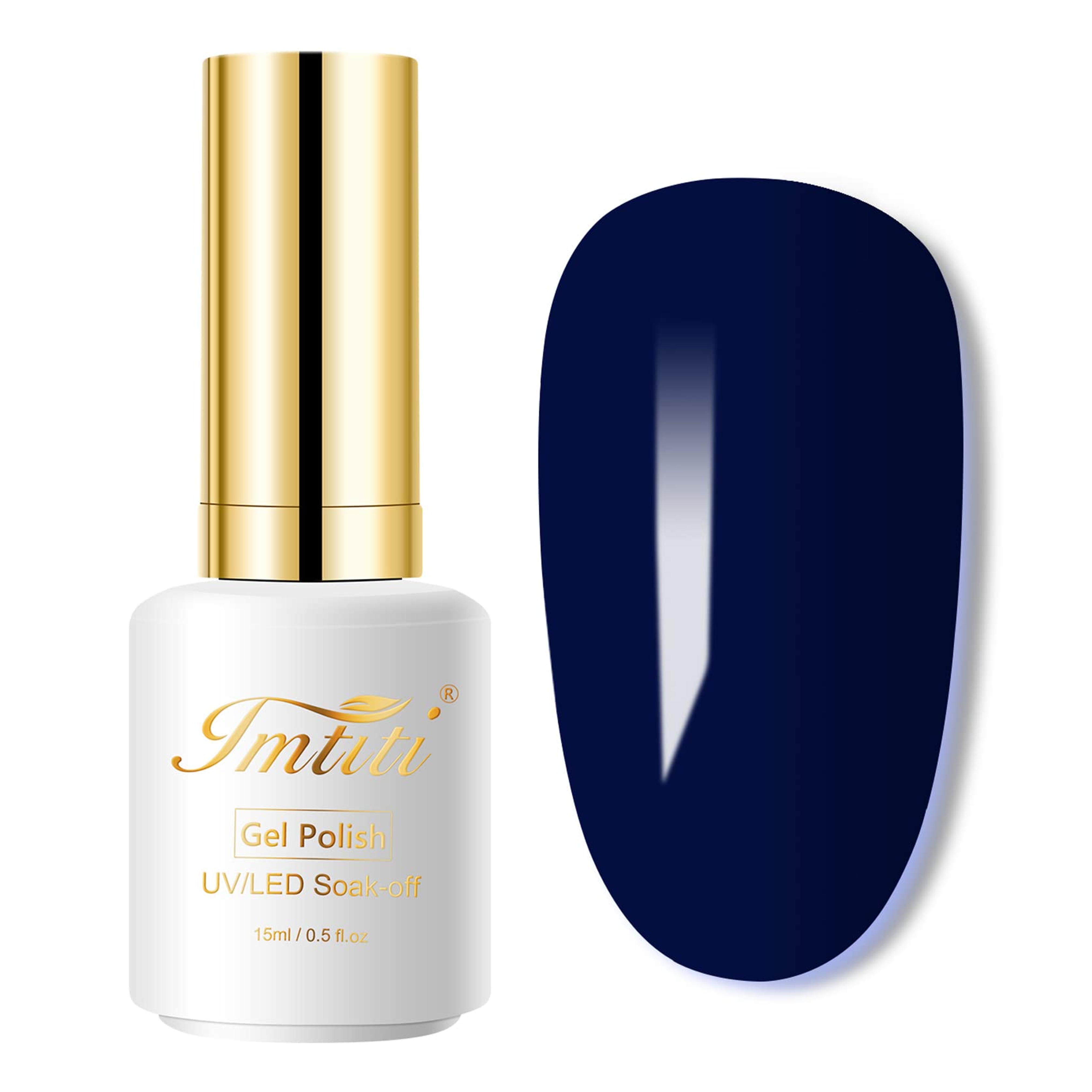 Imtiti Blue Gel Nail Polish, Navy blue 3 in 1 One Step Gel Polish Color Soak Off UV LED Fall Winter Nail Gel Polish Nail Art Starter Manicure Salon DIY at Home Halloween Christmas, 0.5 Fl Oz