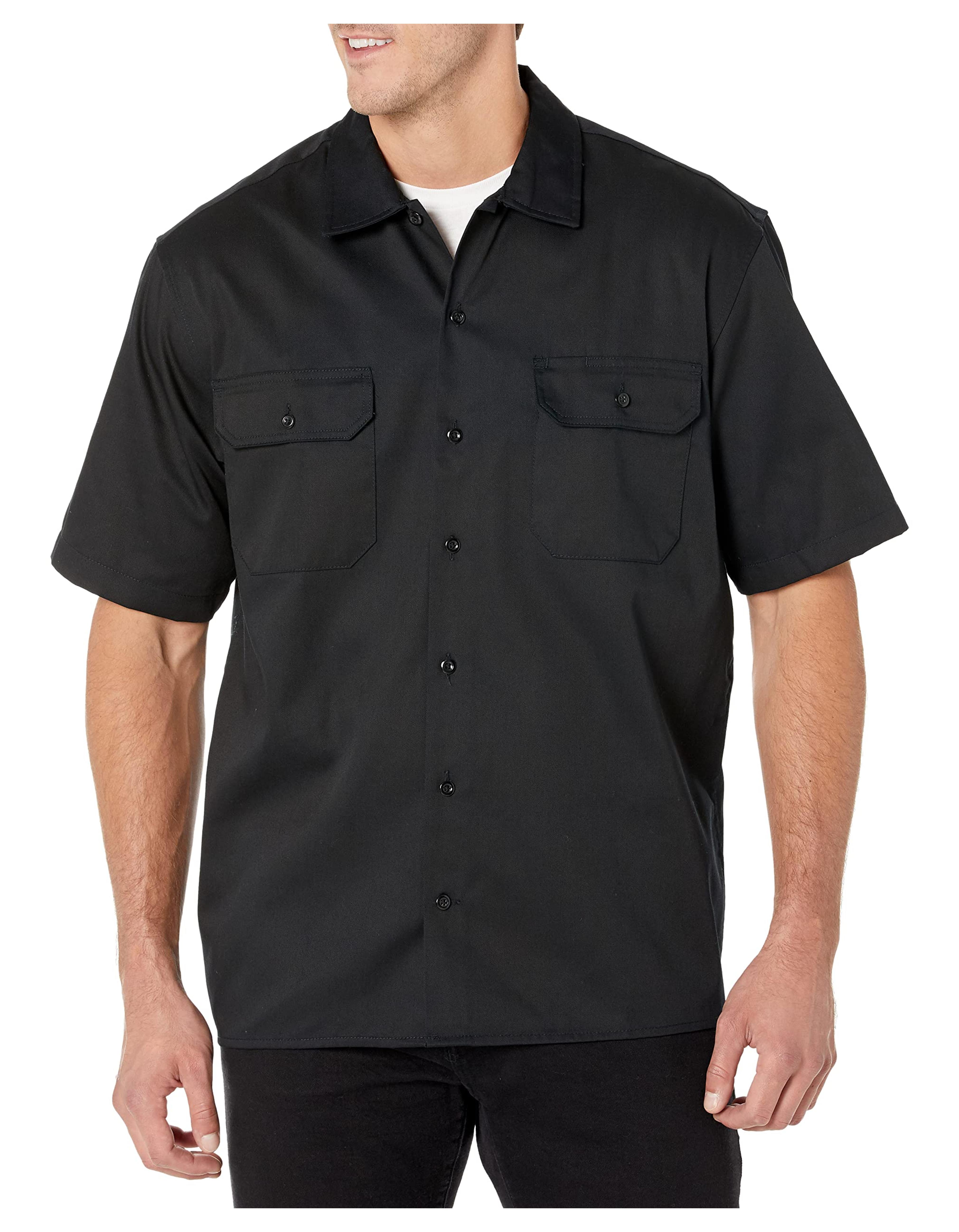 Amazon.com: Amazon Essentials Men's Short-Sleeve Stain and Wrinkle-Resistant Work Shirt, Black, Small : Clothing, Shoes & Jewelry