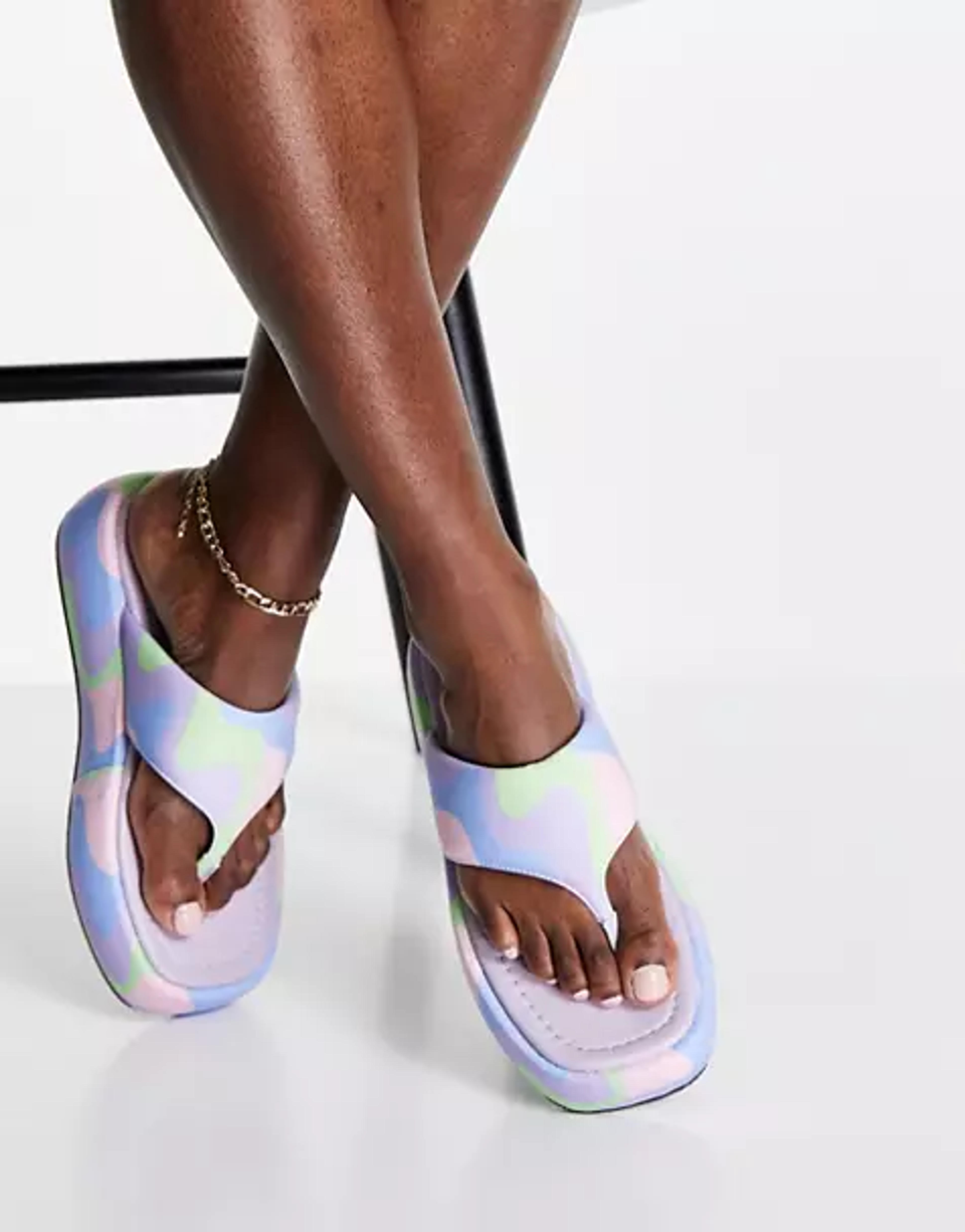 ASOS DESIGN Francesca flatform sandals in pastel mix | ASOS
