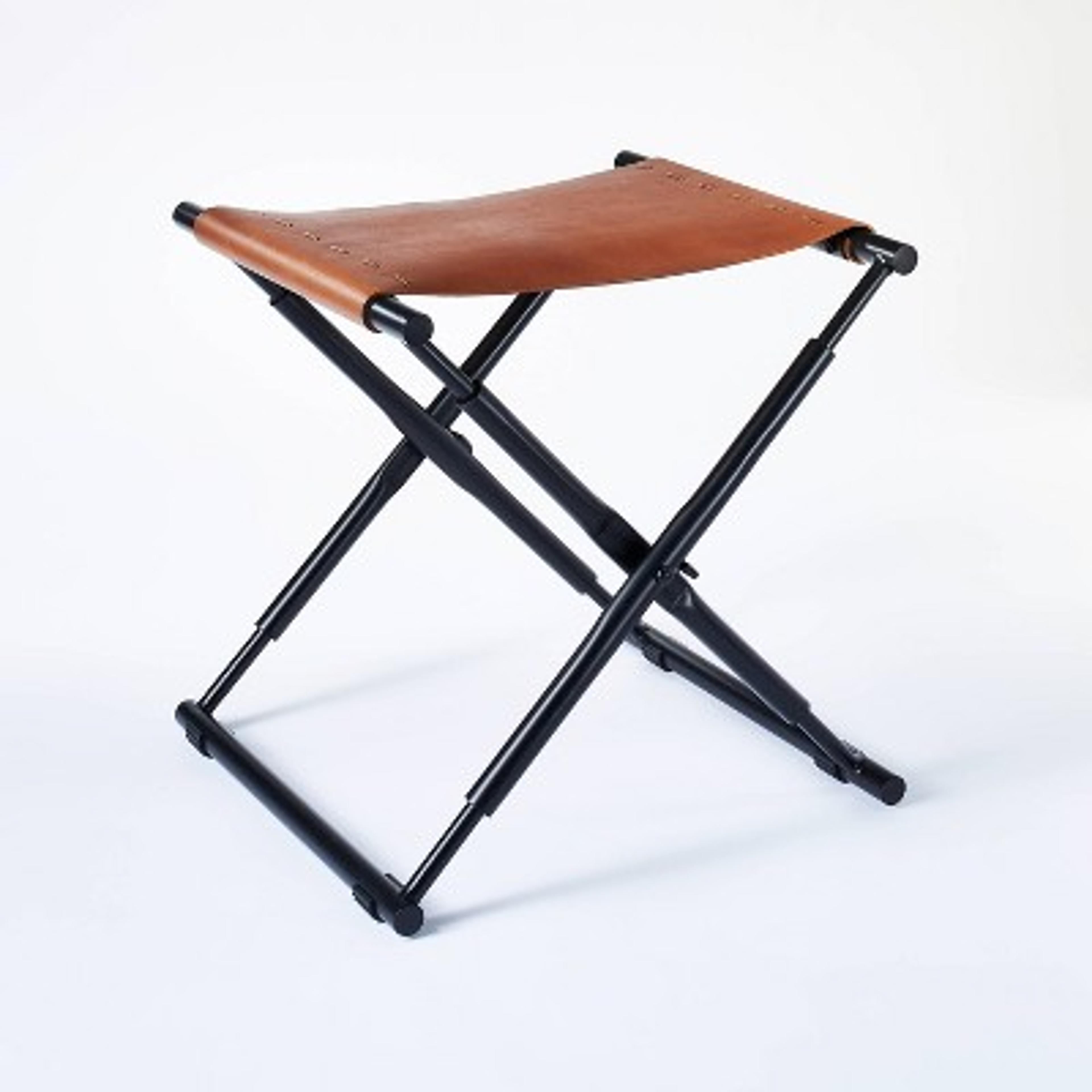 Preston Folding Leather Sling Ottoman With Metal Base - Threshold™ Designed With Studio Mcgee : Target