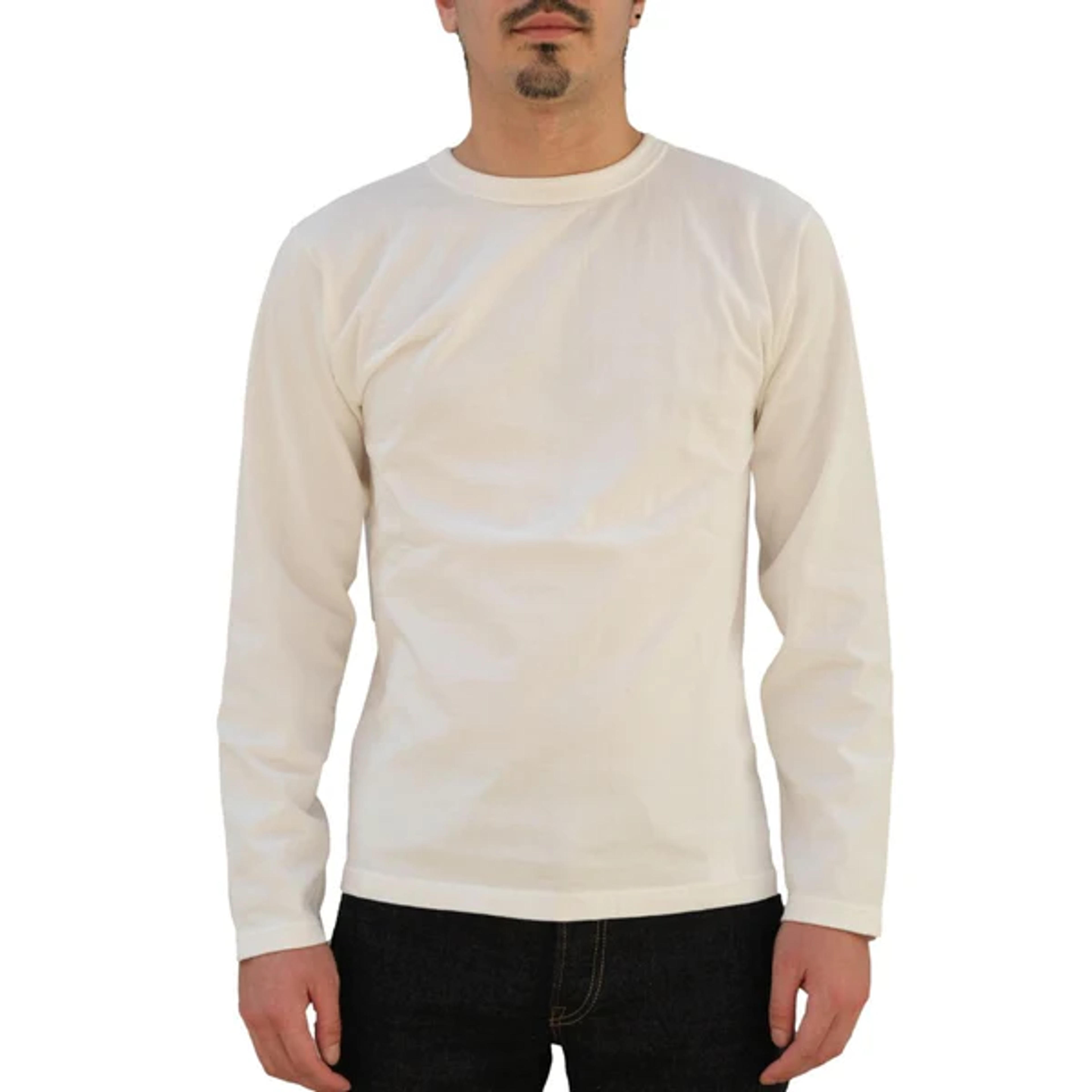 Studio D'Artisan 8088 L/S Loopwheel Tee (White) - Okayama Denim